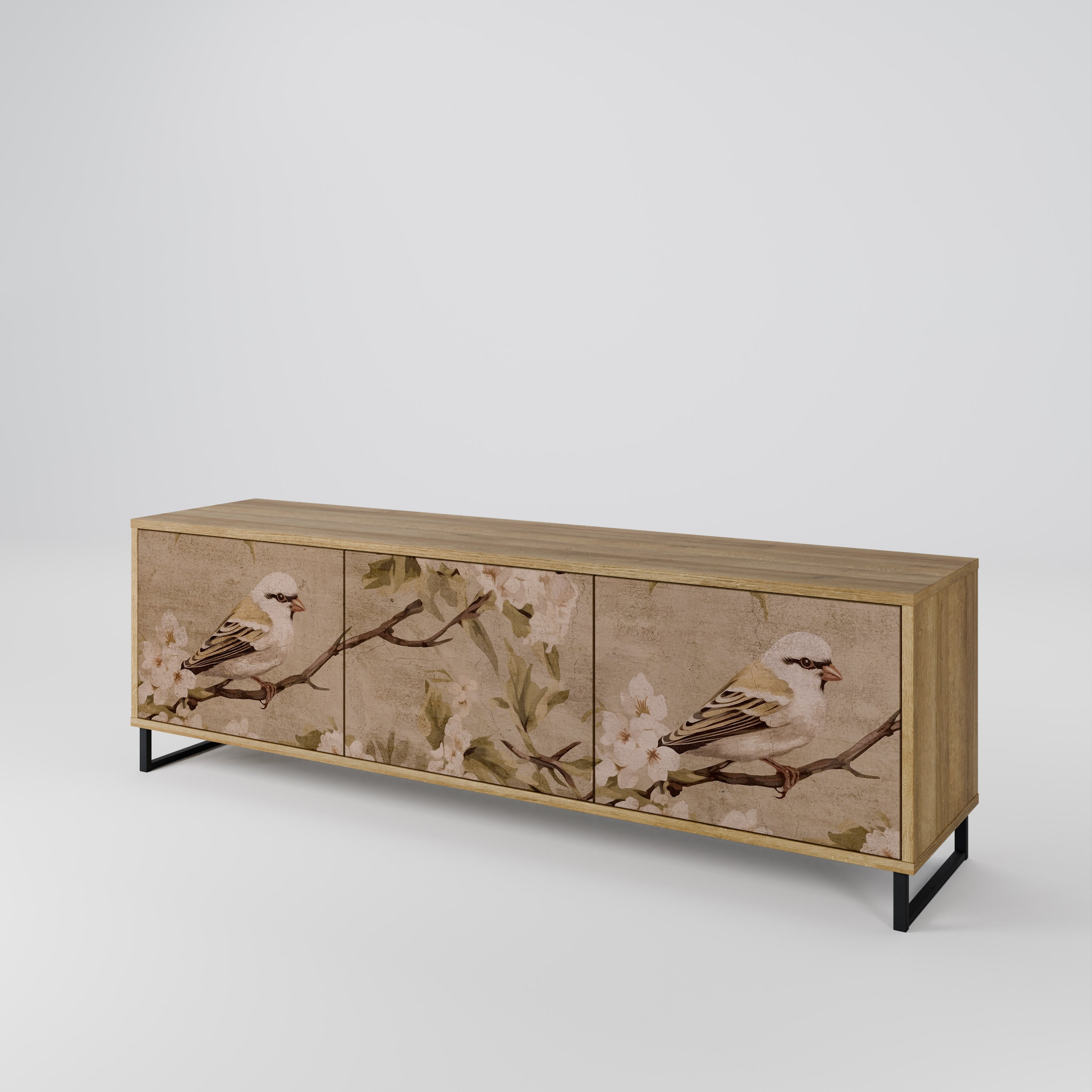PETAL DISTINGUISH TV-Lowboard mit 3 Türen in Eiche-Optik