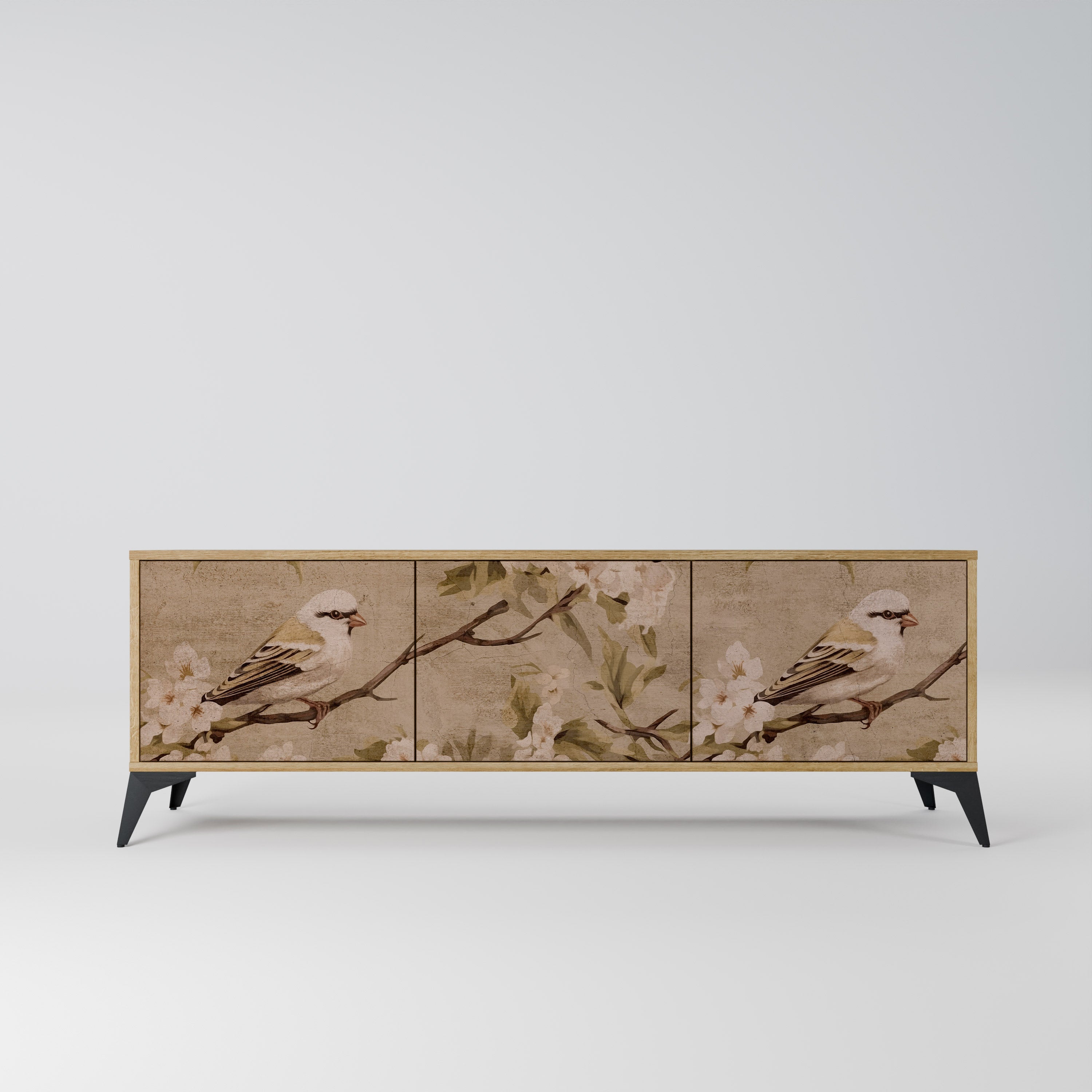 PETAL DISTINGUISH TV-Lowboard mit 3 Türen in Eiche-Optik