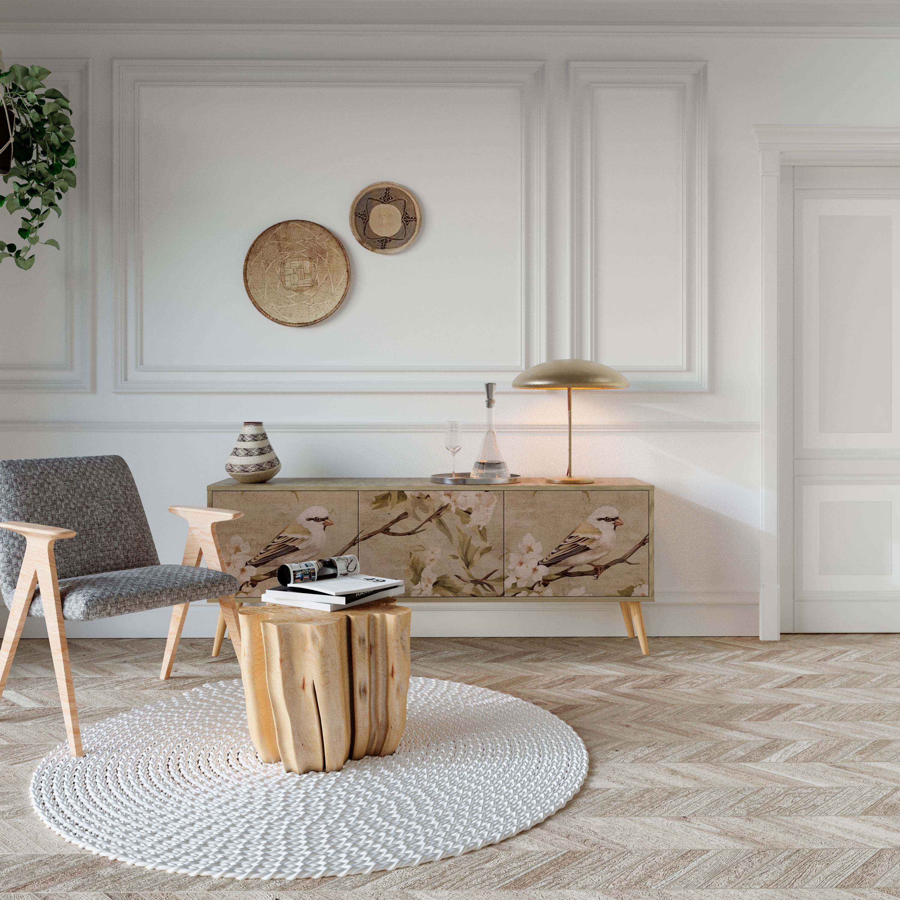 PETAL DISTINGUISH TV-Lowboard mit 3 Türen in Eiche-Optik