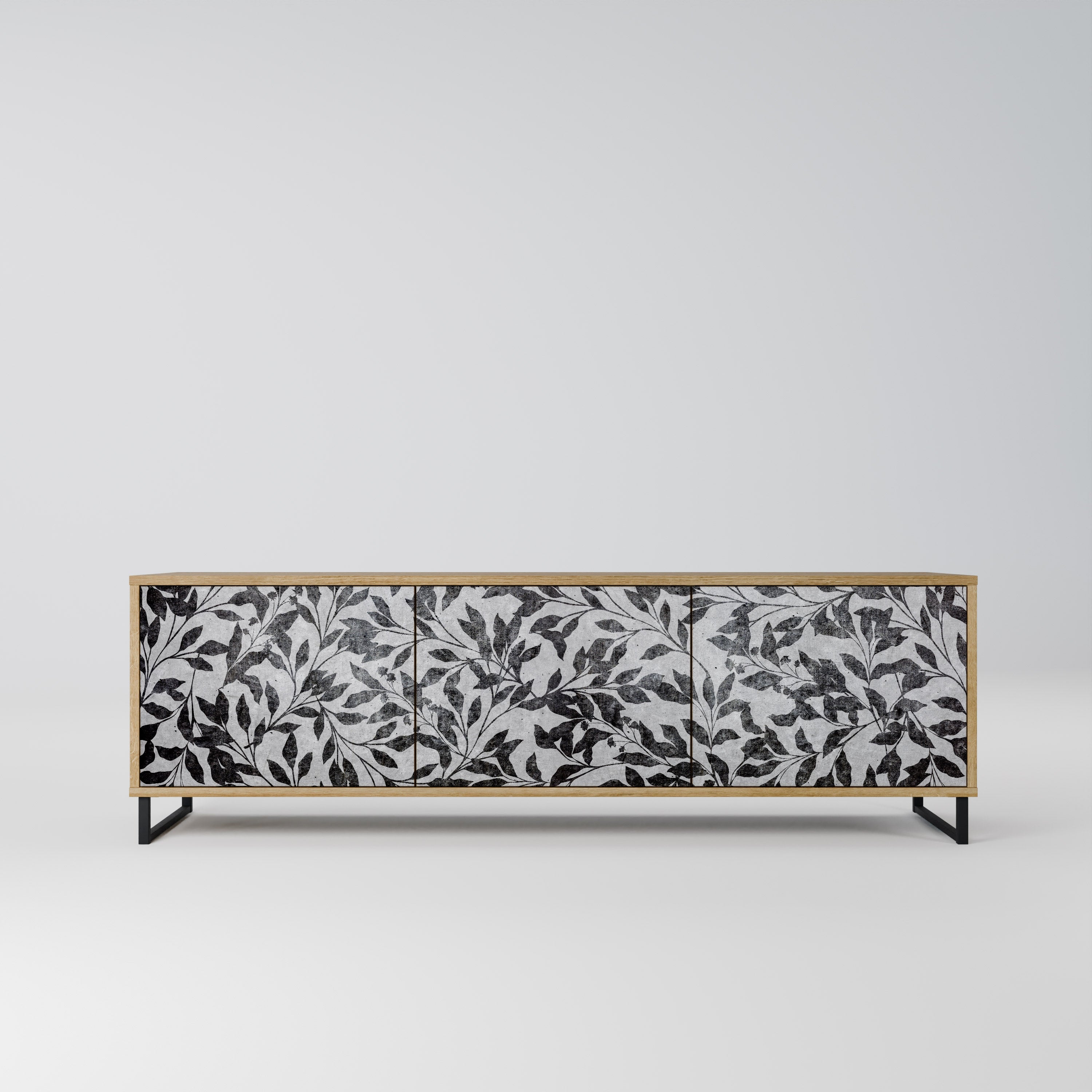 CHARCOAL SPROUT TV-Lowboard mit 3 Türen in Eiche-Optik