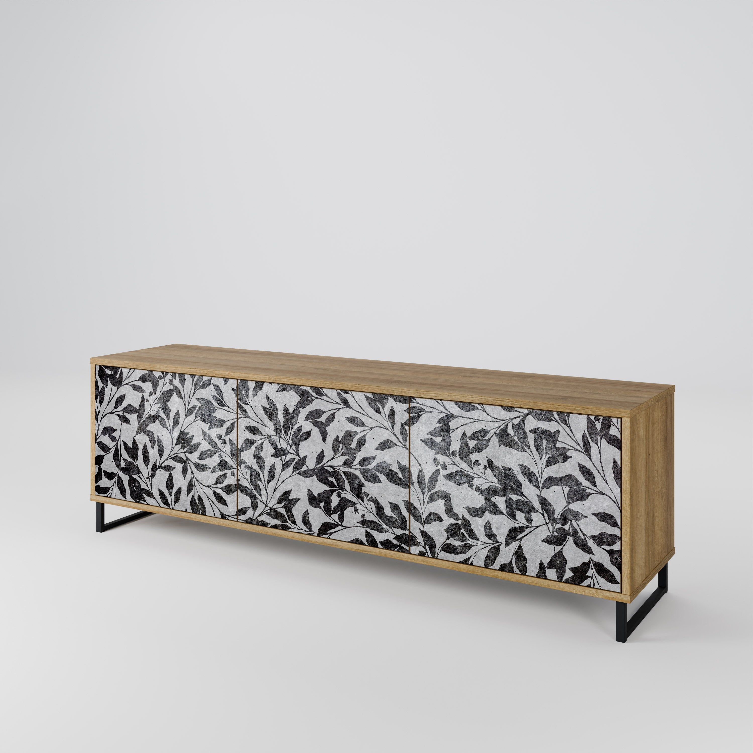 CHARCOAL SPROUT TV-Lowboard mit 3 Türen in Eiche-Optik