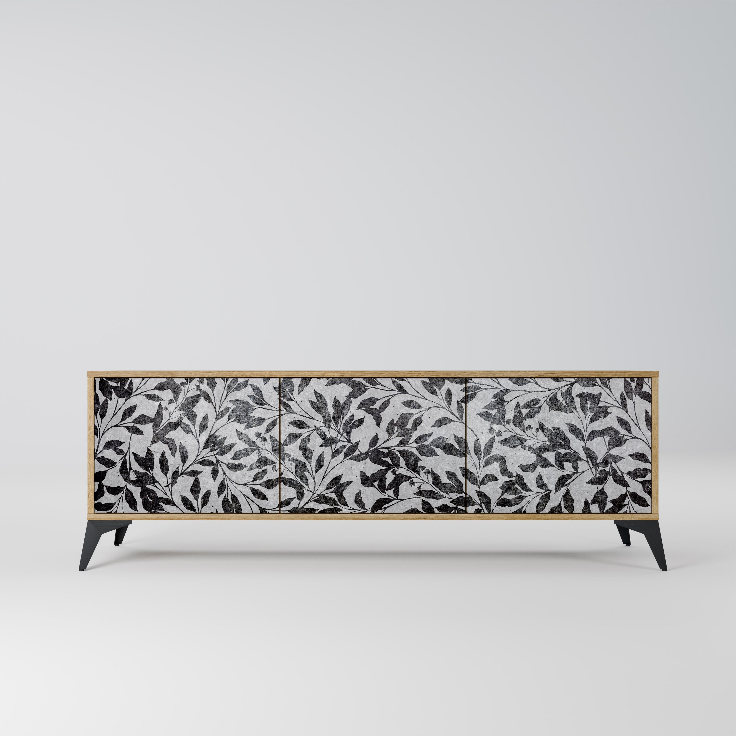 CHARCOAL SPROUT TV-Lowboard mit 3 Türen in Eiche-Optik