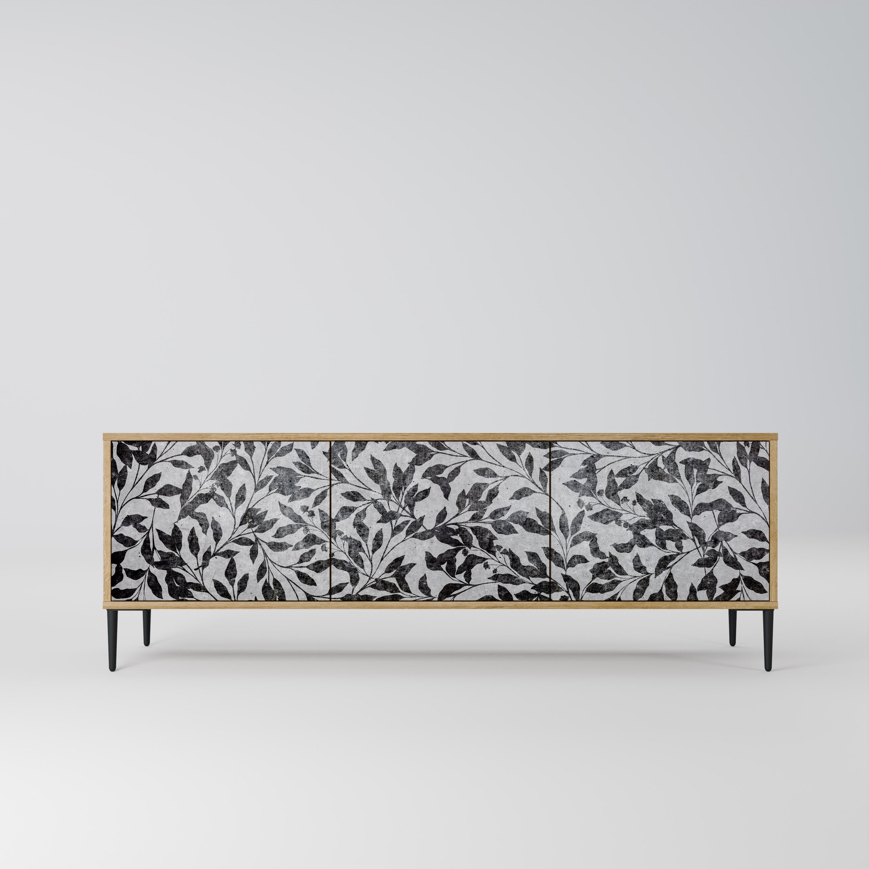 CHARCOAL SPROUT TV-Lowboard mit 3 Türen in Eiche-Optik