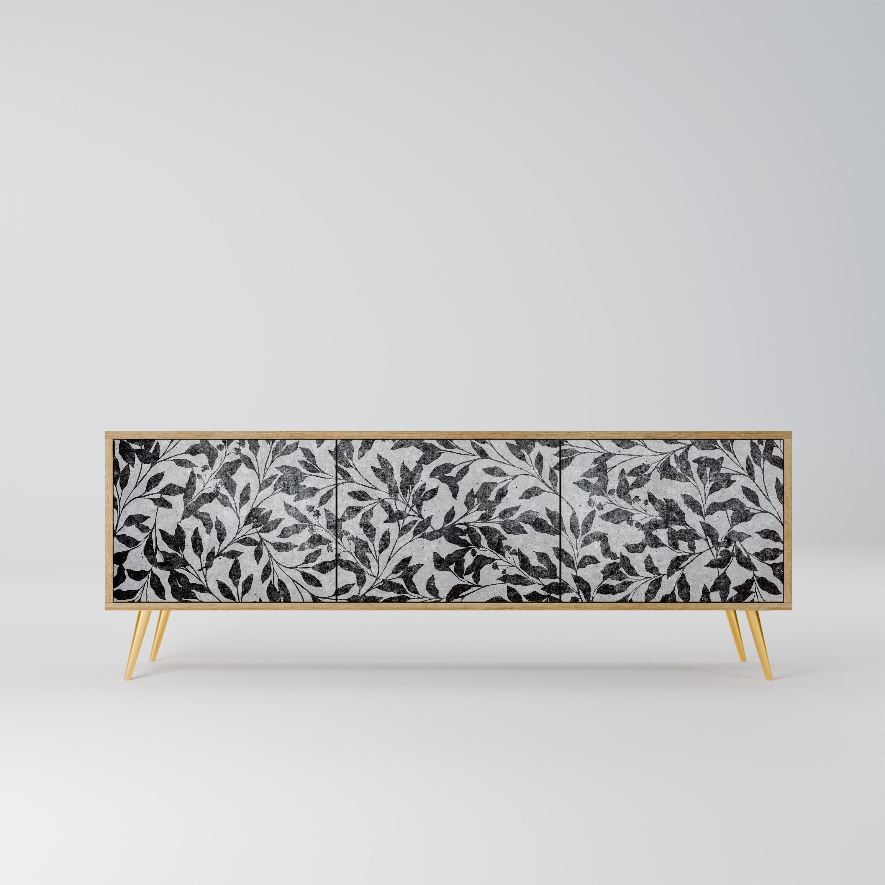 CHARCOAL SPROUT TV-Lowboard mit 3 Türen in Eiche-Optik