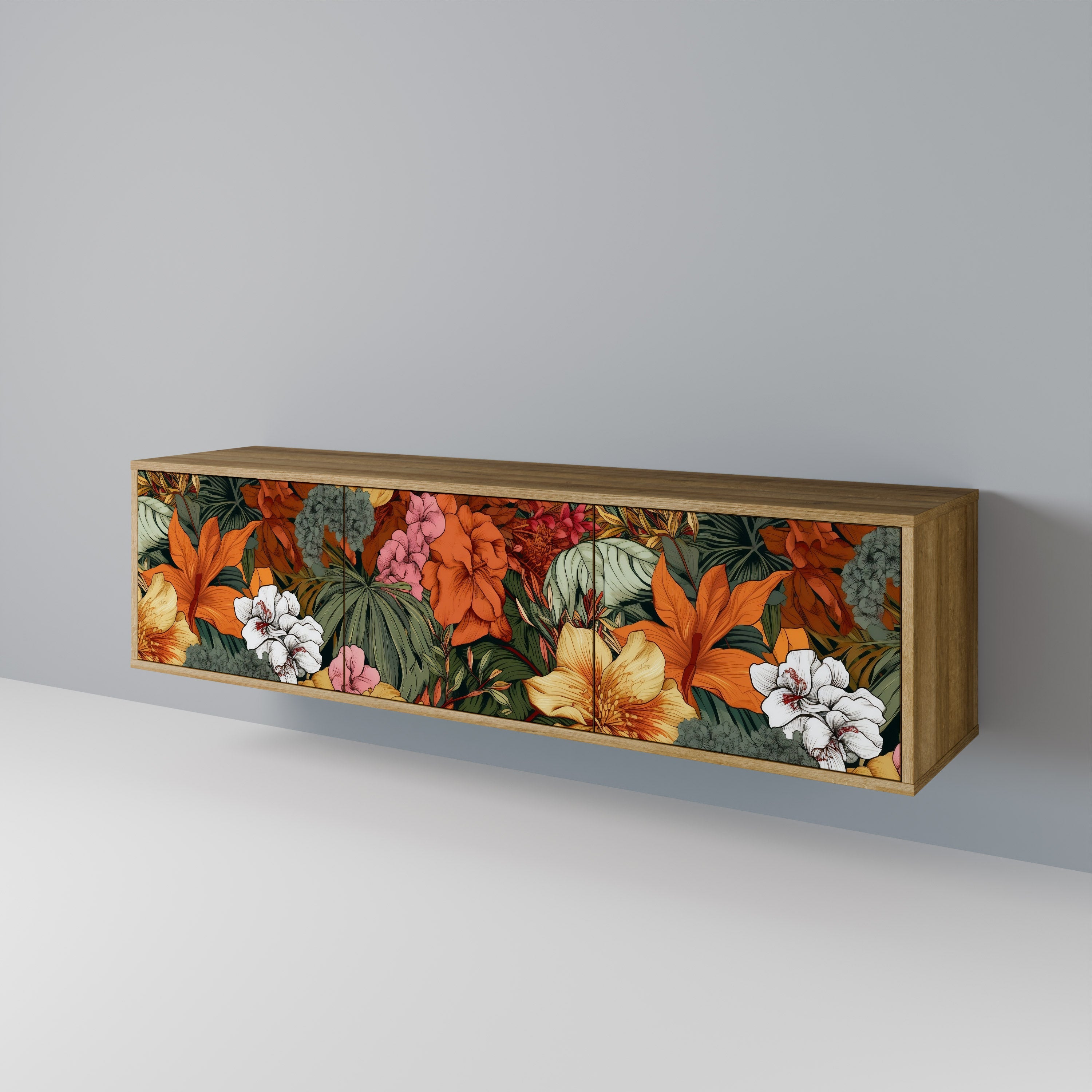 RADIANT FLORA TV-Lowboard mit 3 Türen in Eiche-Optik