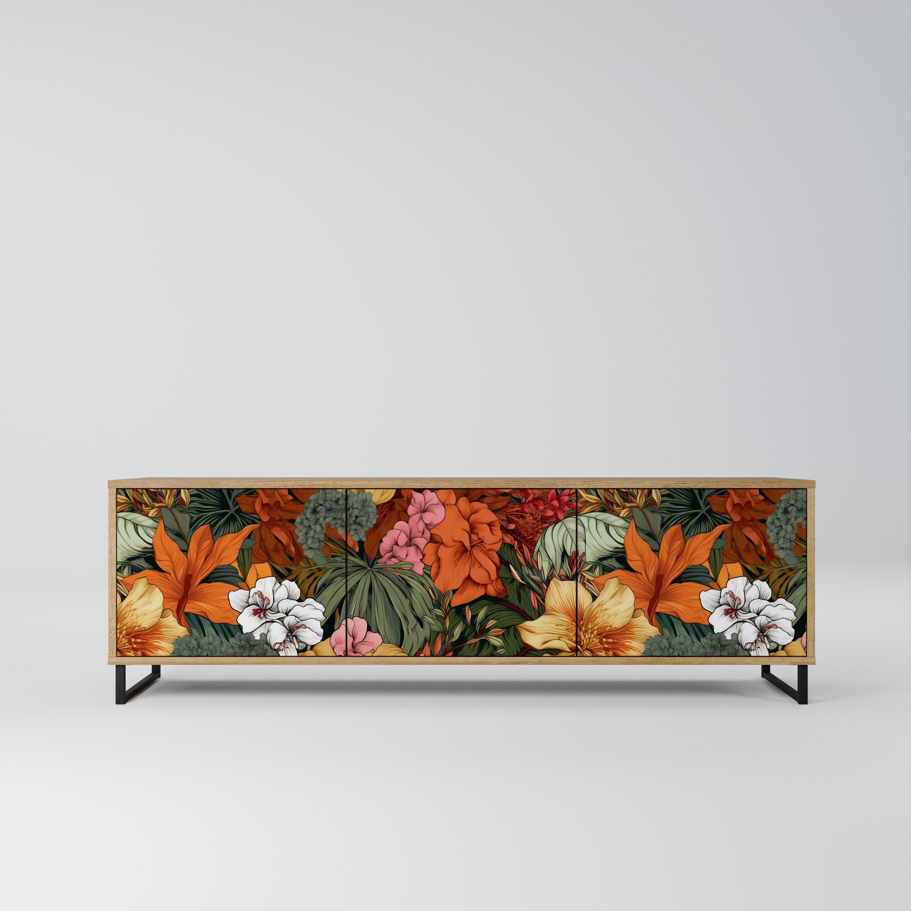 RADIANT FLORA TV-Lowboard mit 3 Türen in Eiche-Optik