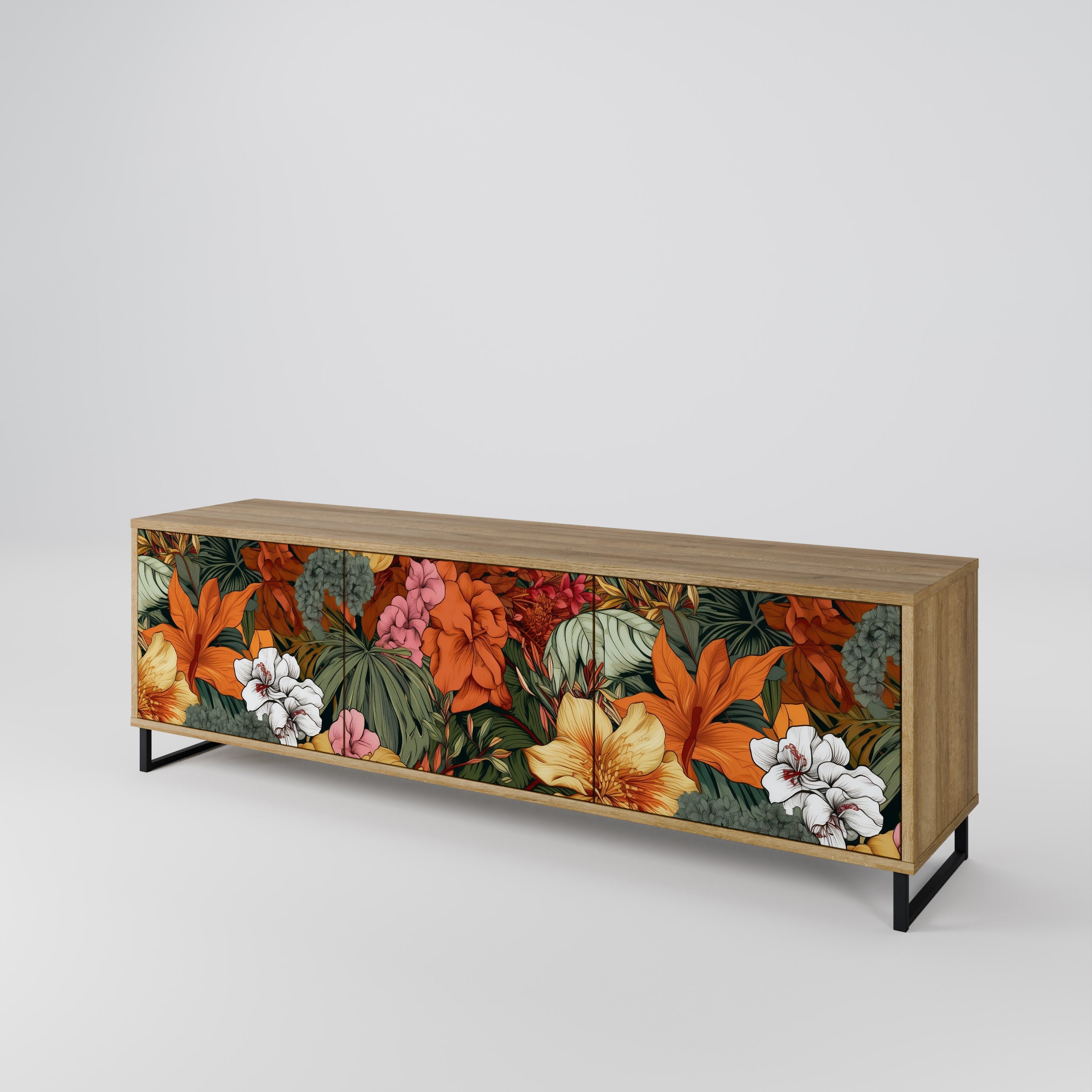 RADIANT FLORA TV-Lowboard mit 3 Türen in Eiche-Optik