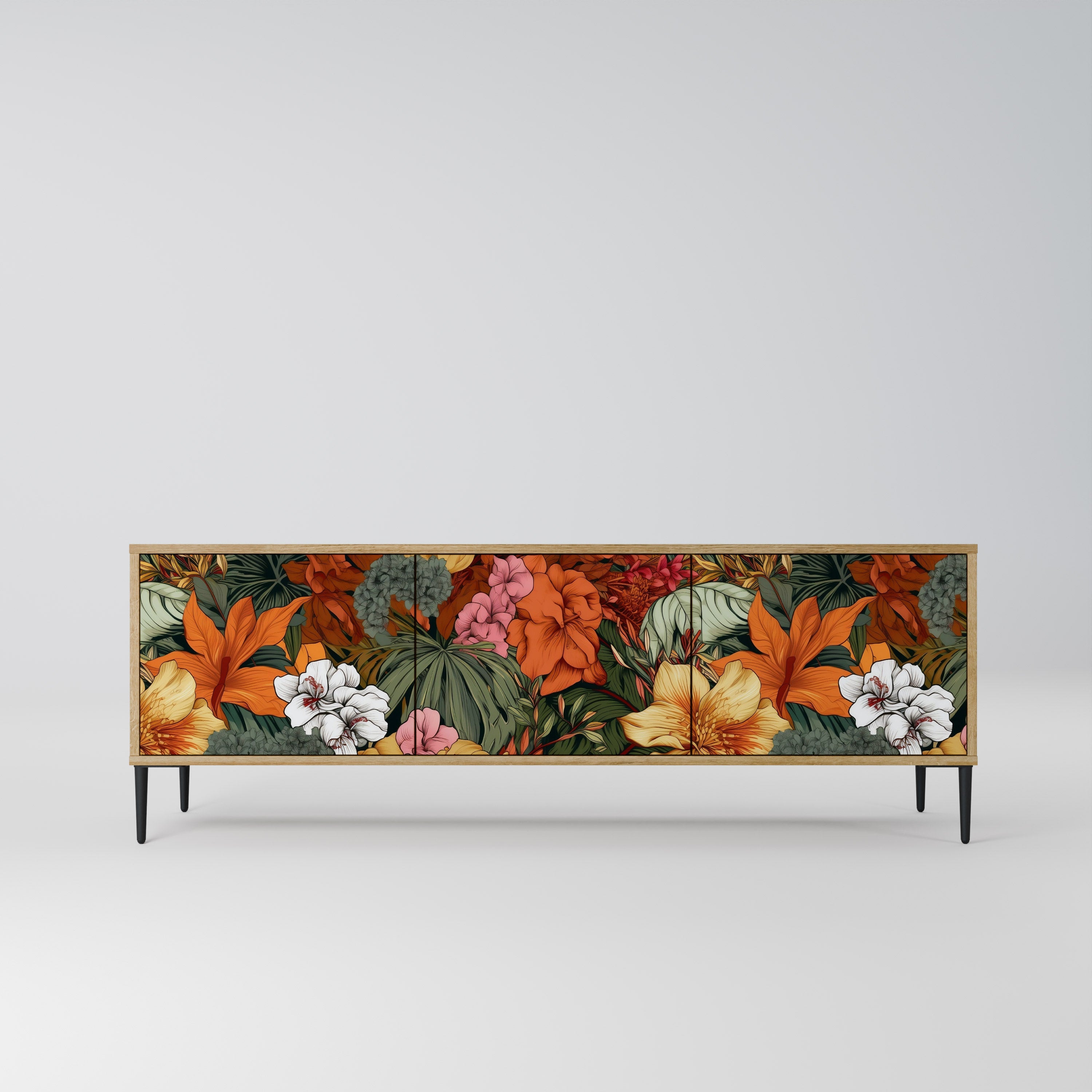 RADIANT FLORA TV-Lowboard mit 3 Türen in Eiche-Optik