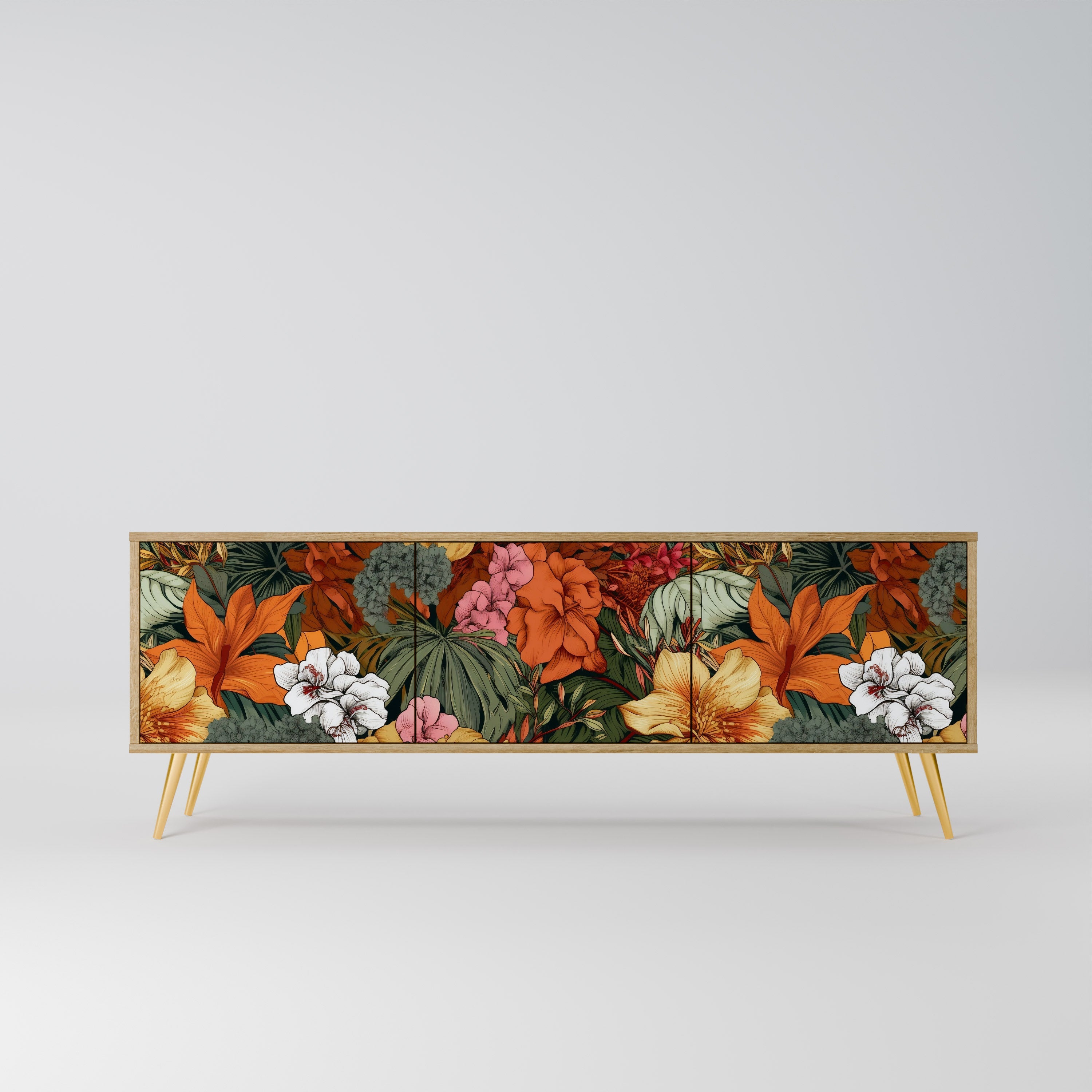 RADIANT FLORA TV-Lowboard mit 3 Türen in Eiche-Optik