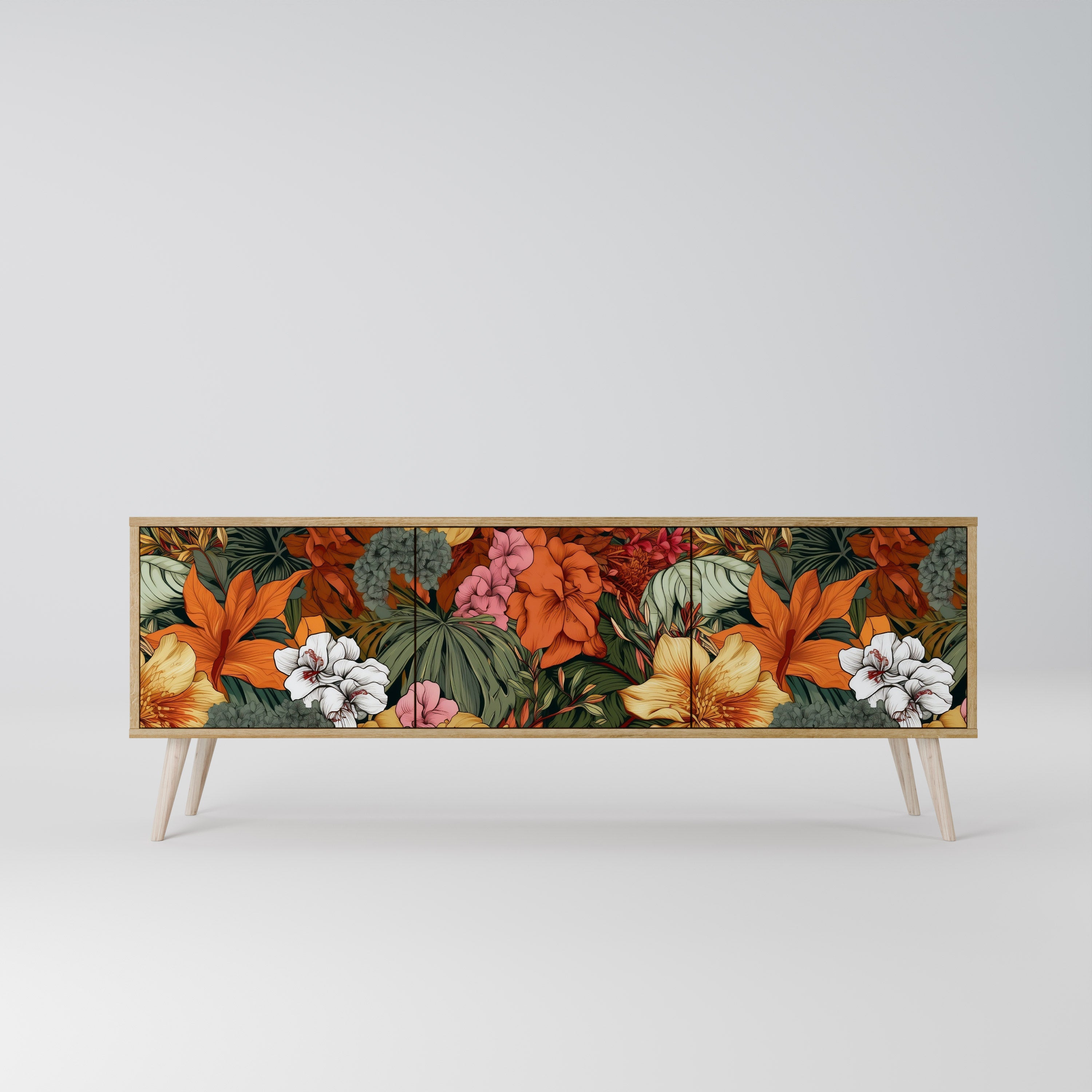 RADIANT FLORA TV-Lowboard mit 3 Türen in Eiche-Optik