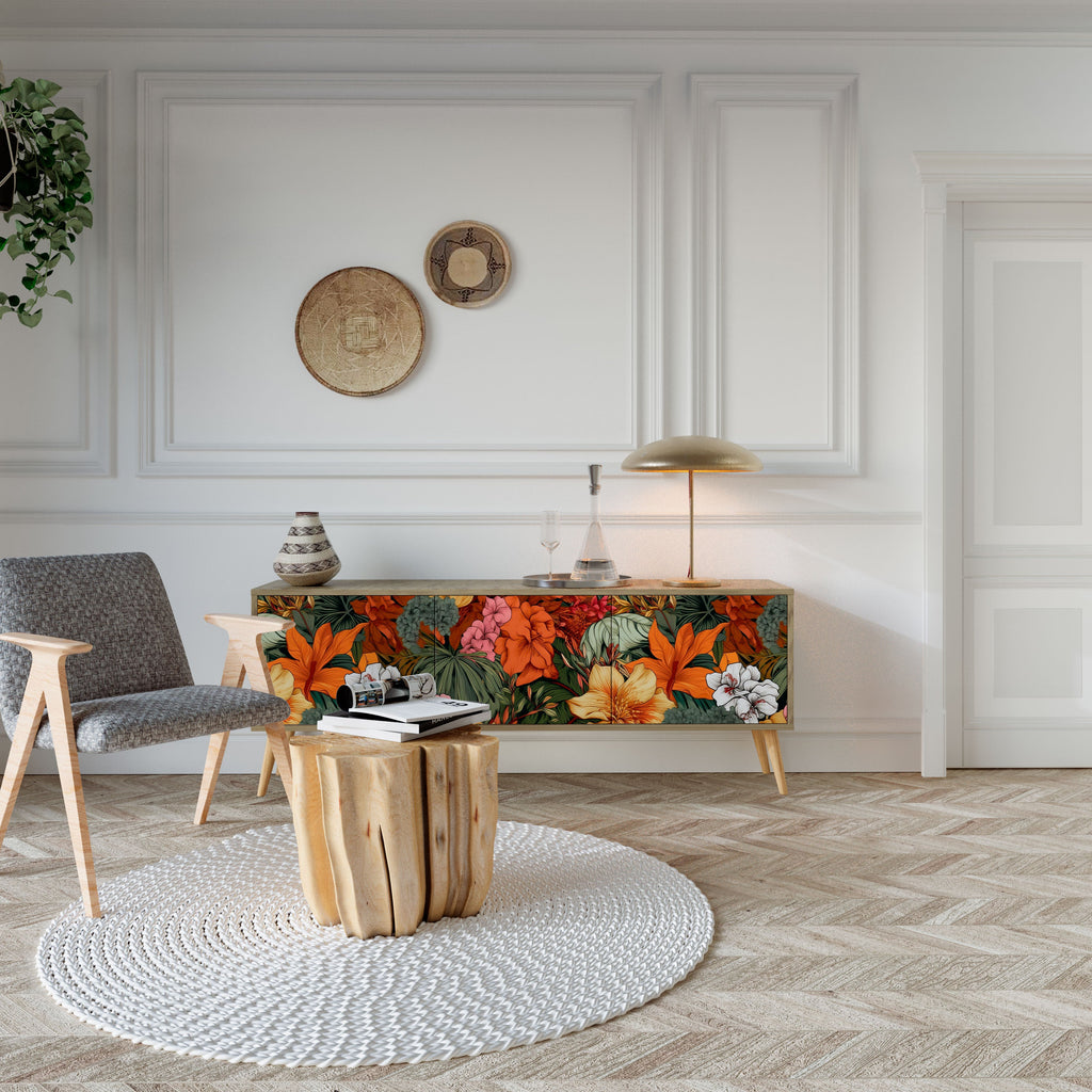 RADIANT FLORA TV-Lowboard mit 3 Türen in Eiche-Optik