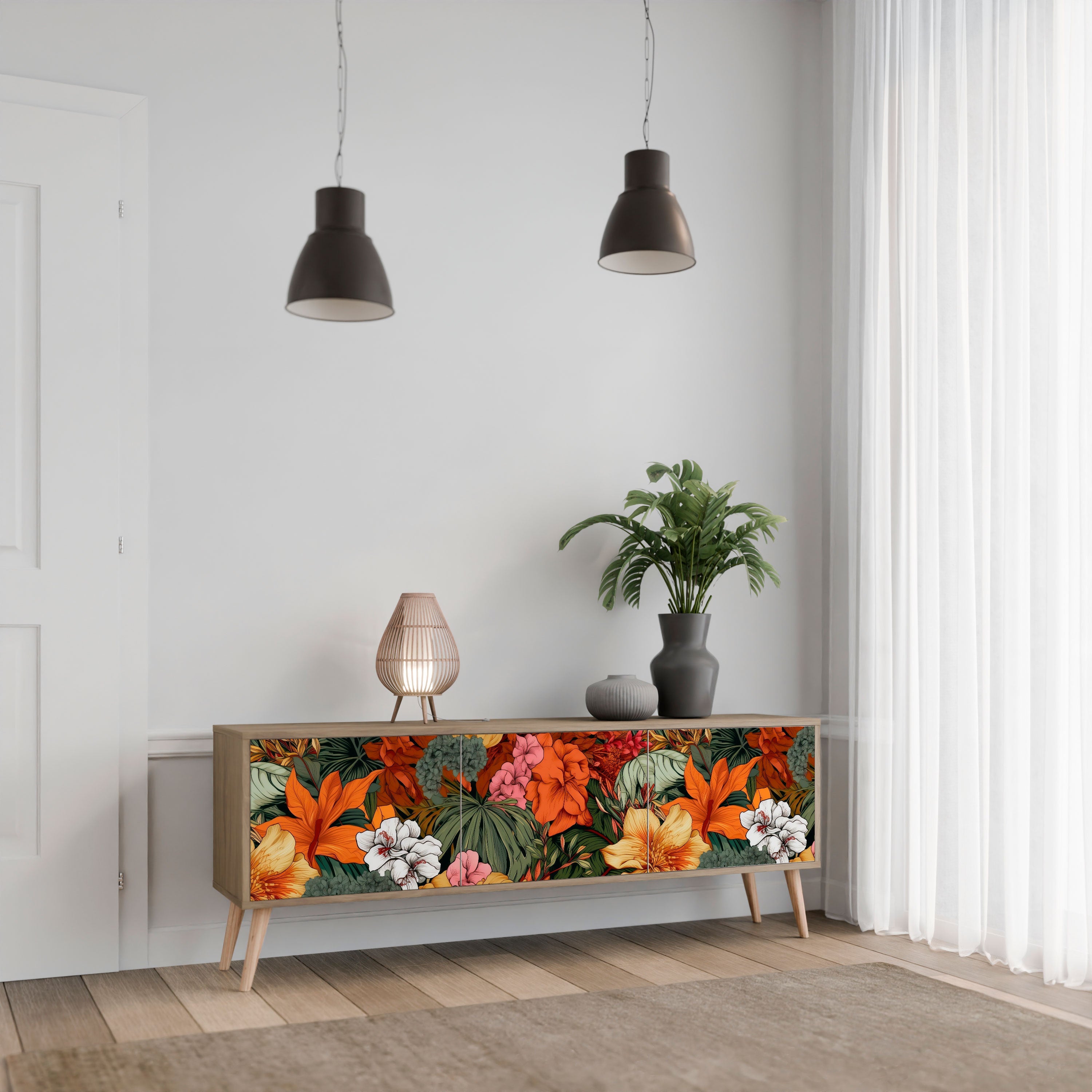 RADIANT FLORA TV-Lowboard mit 3 Türen in Eiche-Optik