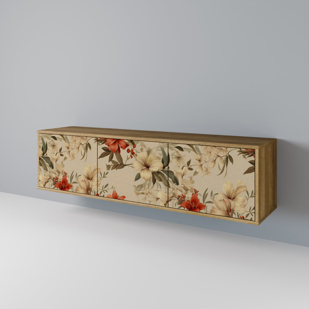 BLOOMING HARMONY 3-Door TV Stand in Oak Effect