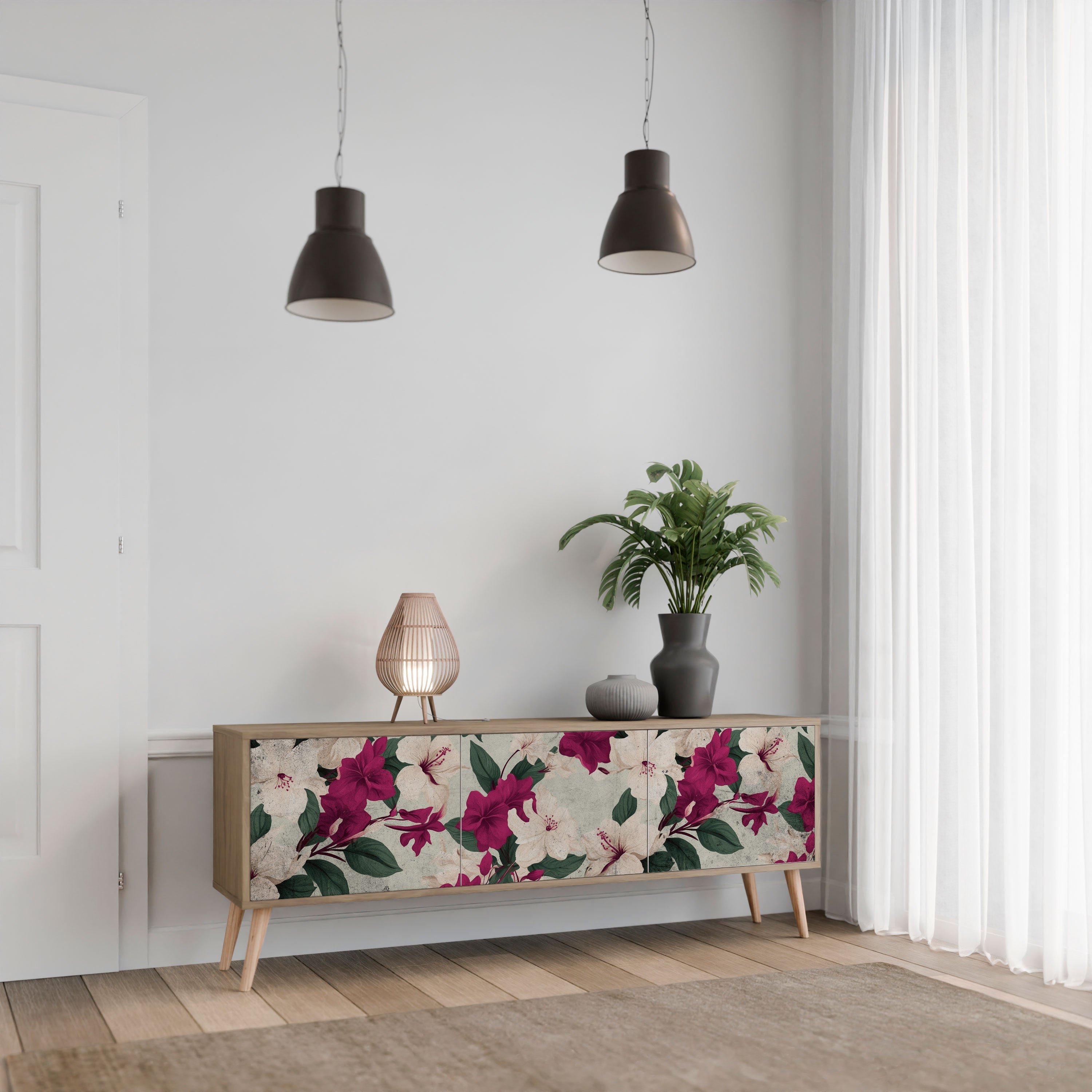 FLOWERET DREAM TV-Lowboard mit 3 Türen in Eiche-Optik