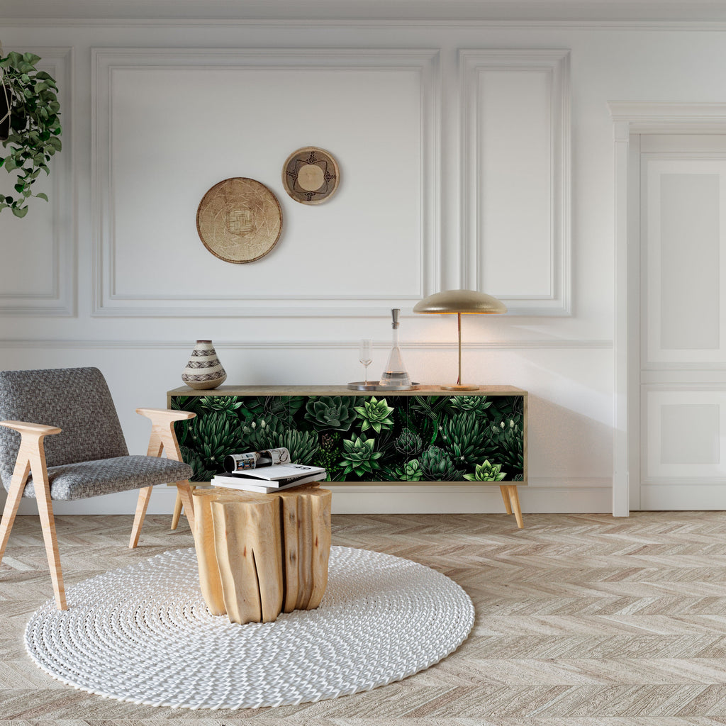 SUCCULENT JUNGLE TV-Lowboard mit 3 Türen in Eiche-Optik