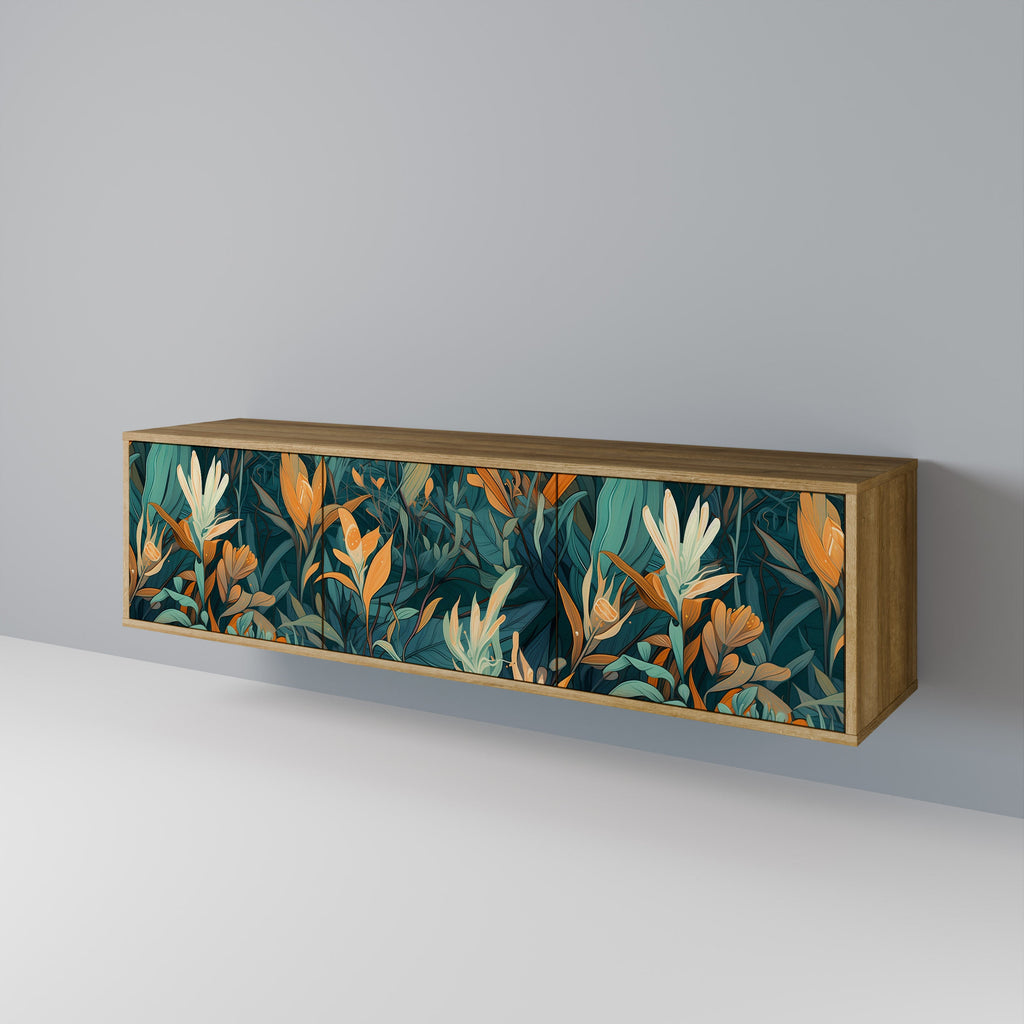 FLORAL SERENITY TV-Lowboard mit 3 Türen in Eiche-Optik