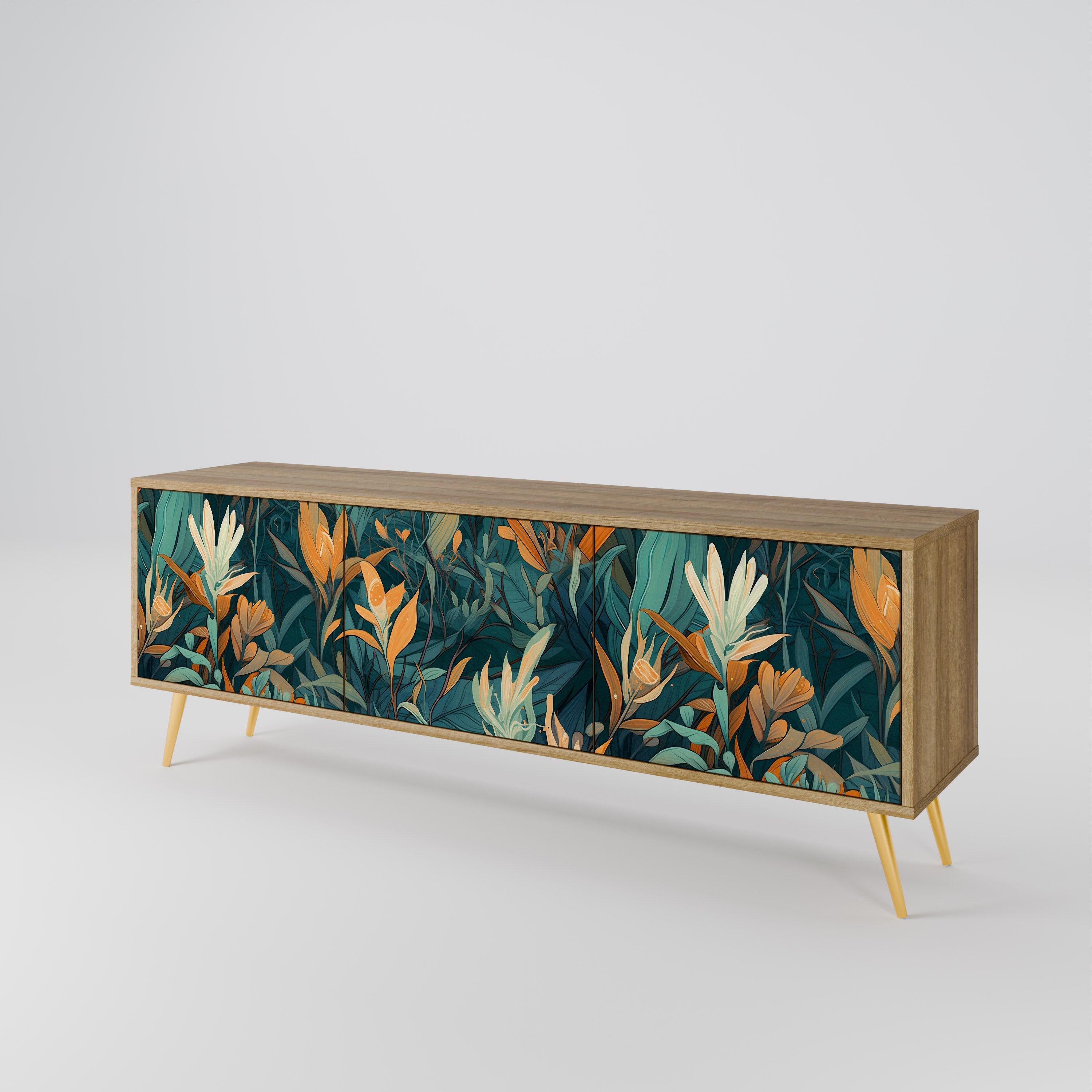 FLORAL SERENITY 3-Door TV Cabinet