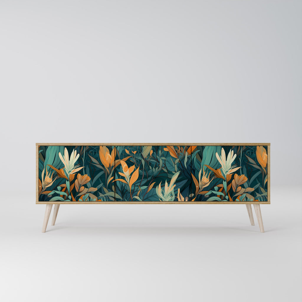 FLORAL SERENITY TV-Lowboard mit 3 Türen in Eiche-Optik