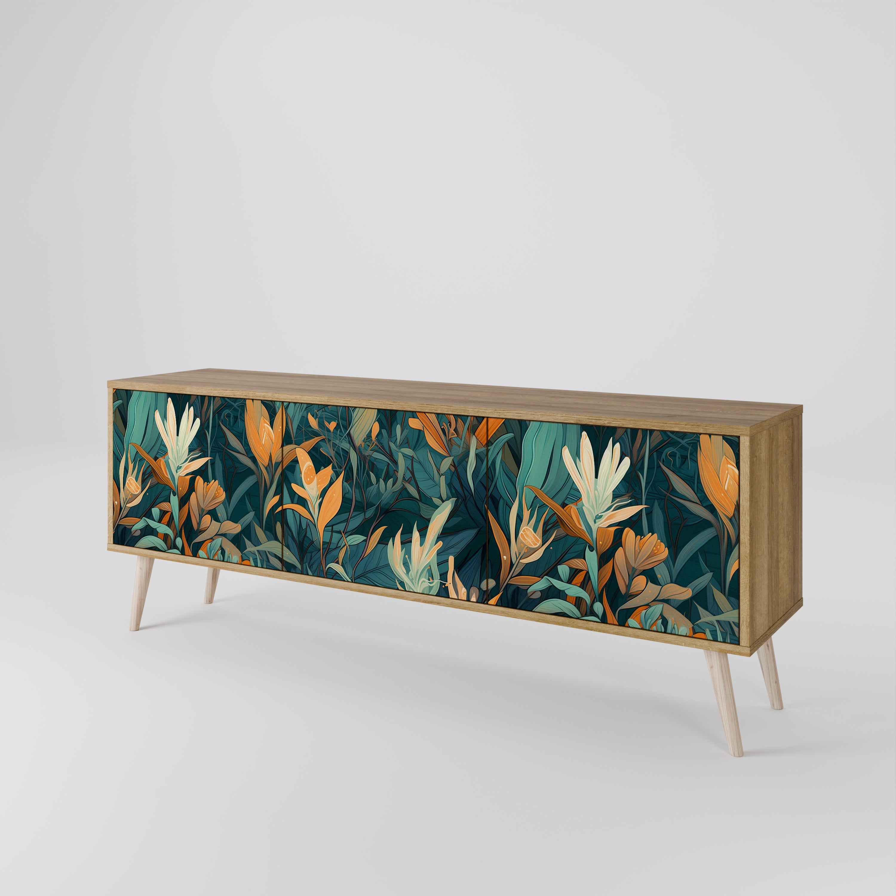 FLORAL SERENITY 3-Door TV Cabinet