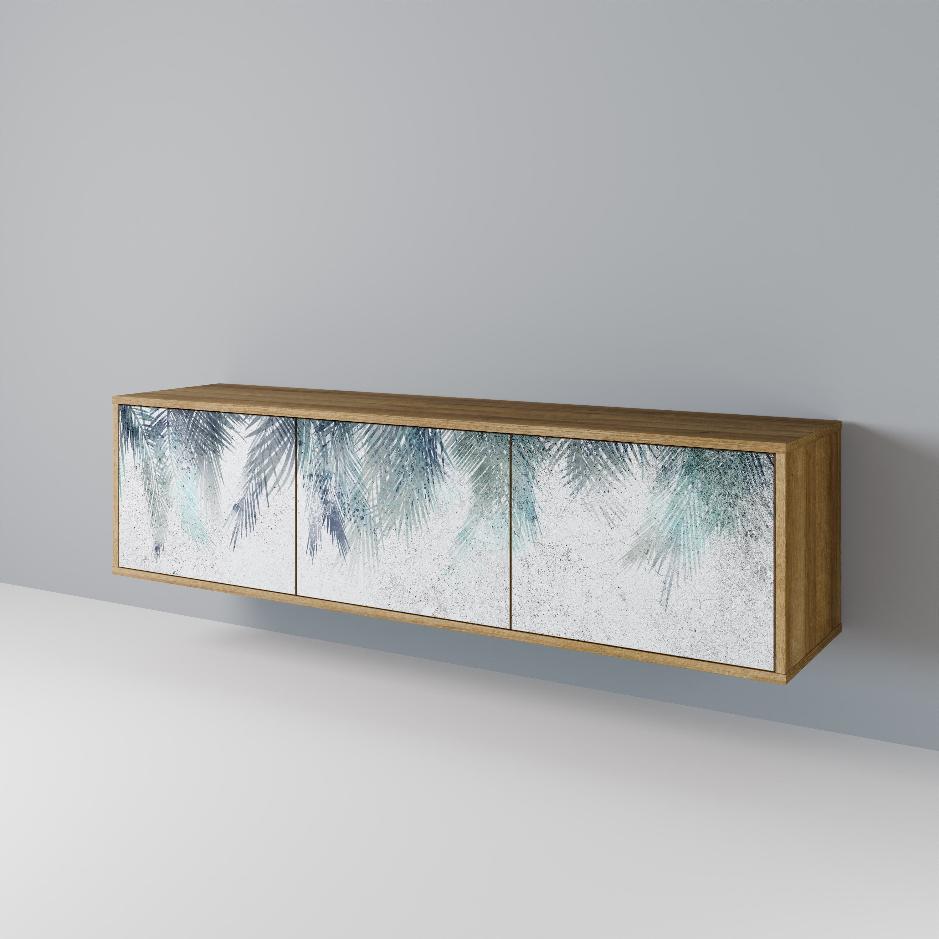 PALM VEIL 3-türiger TV-Ständer in Eichenoptik