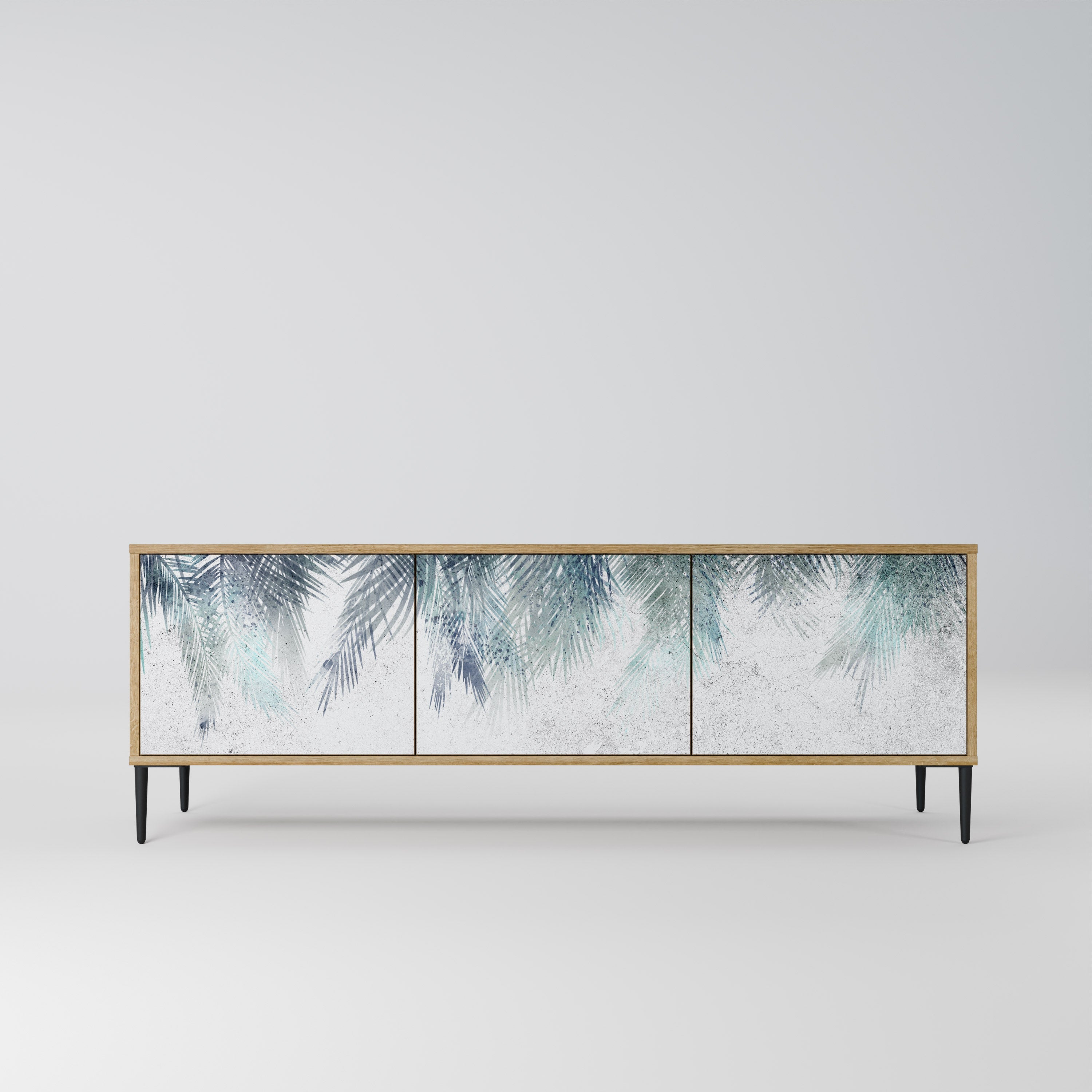 PALM VEIL TV-Lowboard mit 3 Türen in Eiche-Optik