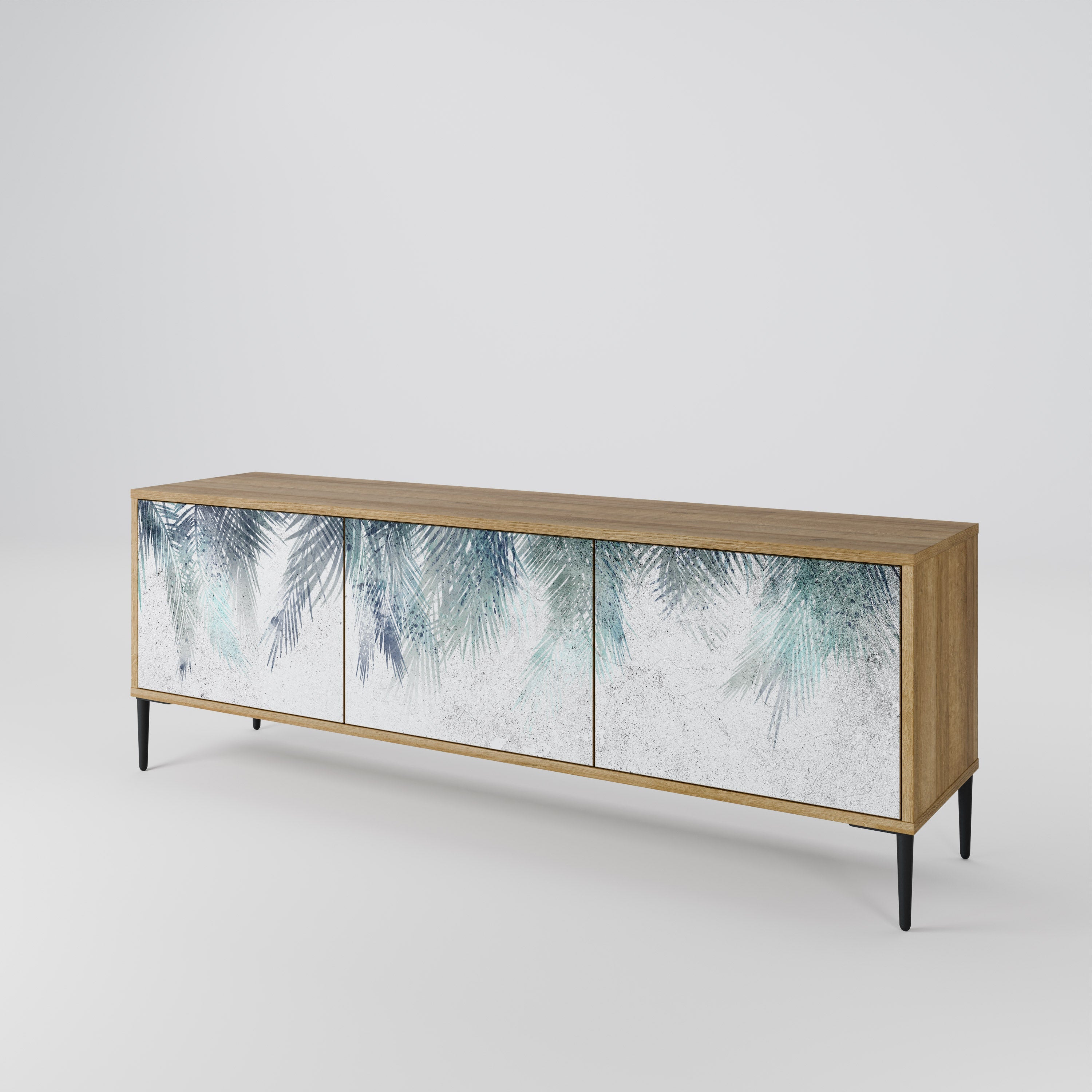 PALM VEIL 3-türiger TV-Ständer in Eichenoptik