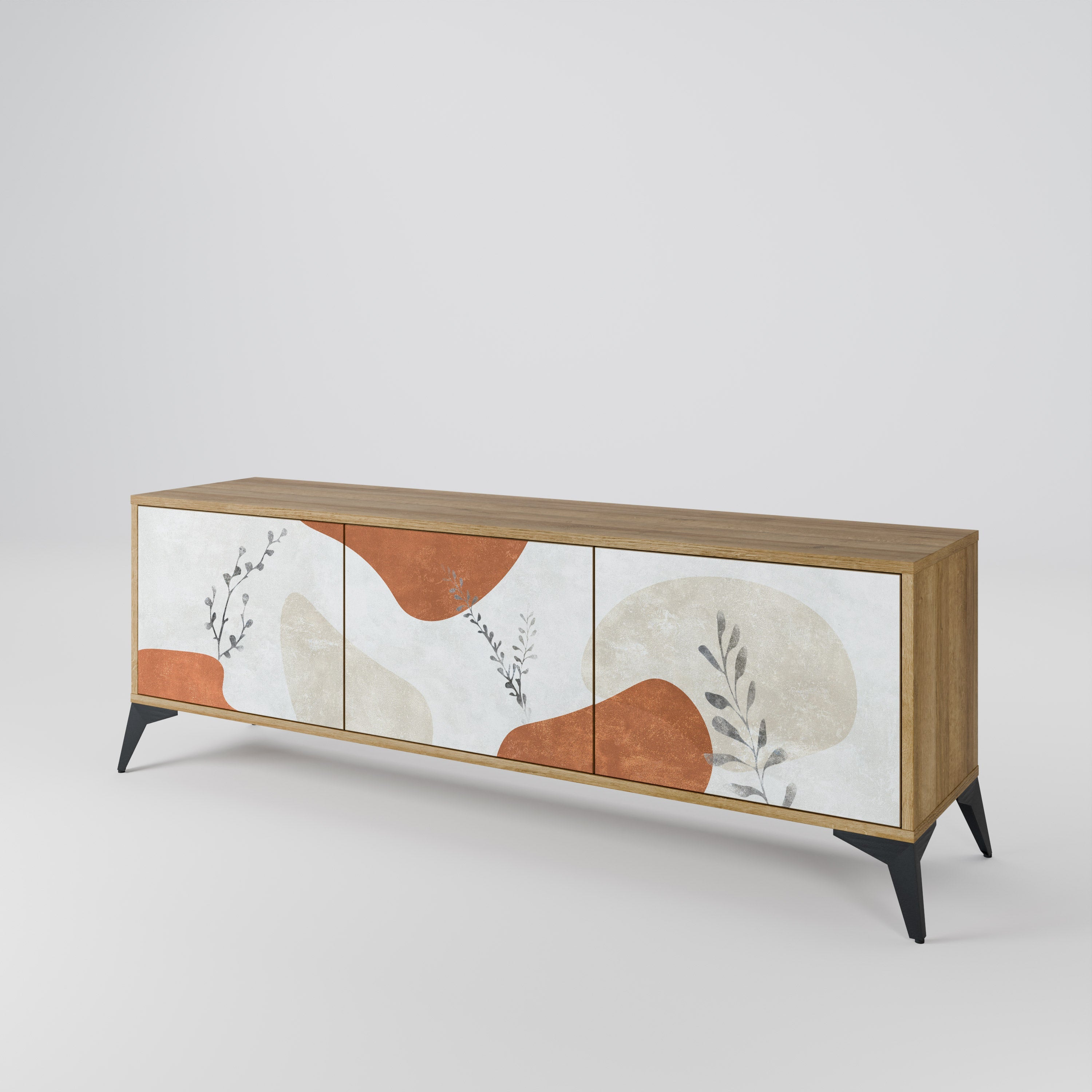 TRANQUIL TWIG TV-Lowboard mit 3 Türen in Eiche-Optik