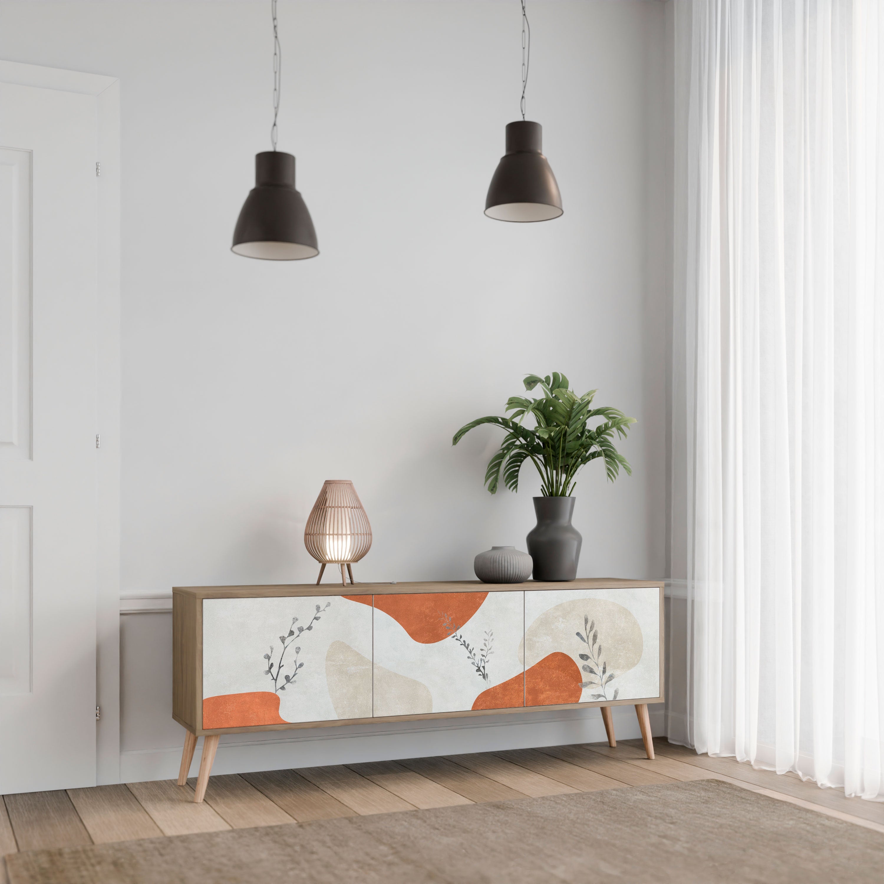 TRANQUIL TWIG TV-Lowboard mit 3 Türen in Eiche-Optik