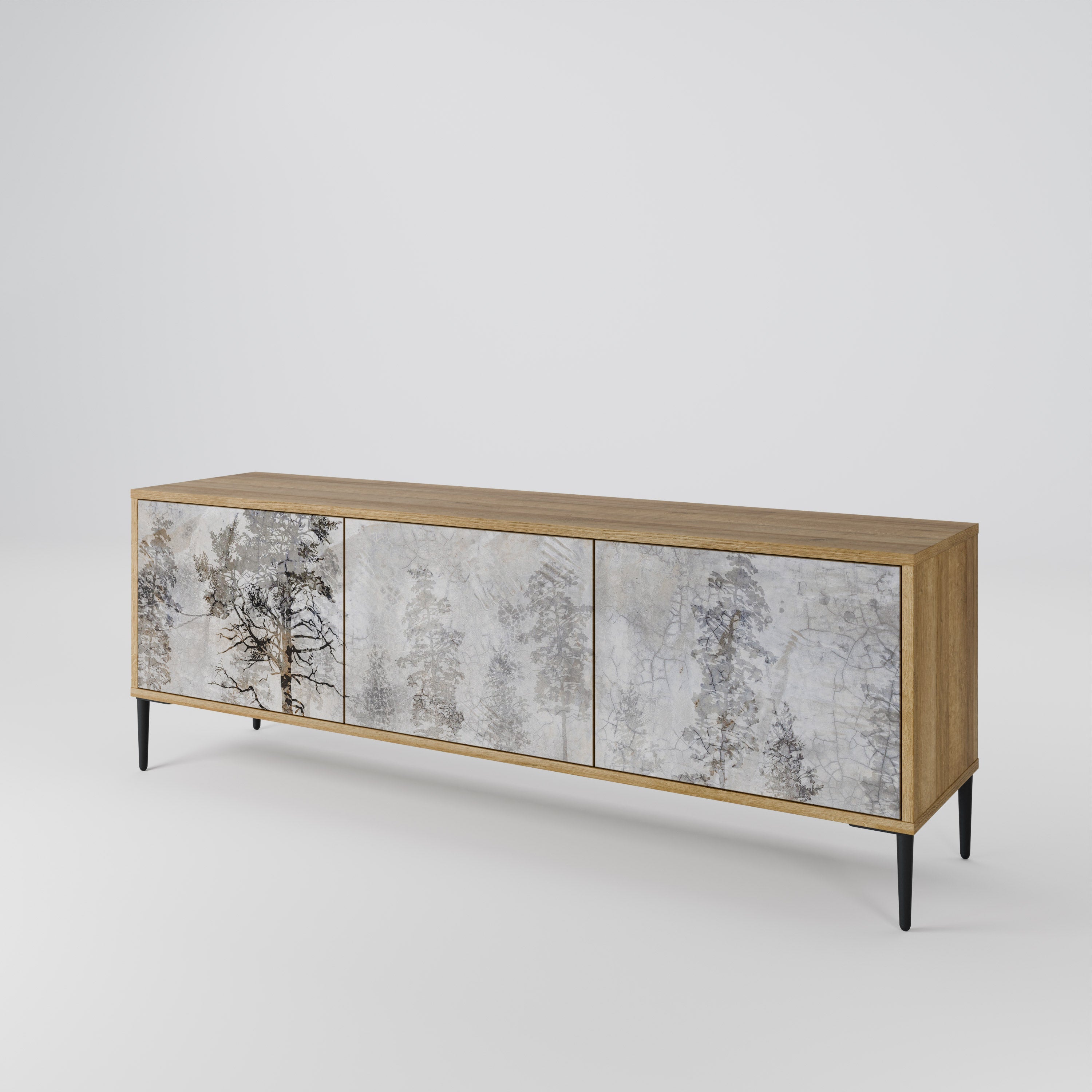FADE IN THE TREES TV-Lowboard mit 3 Türen in Eiche-Optik