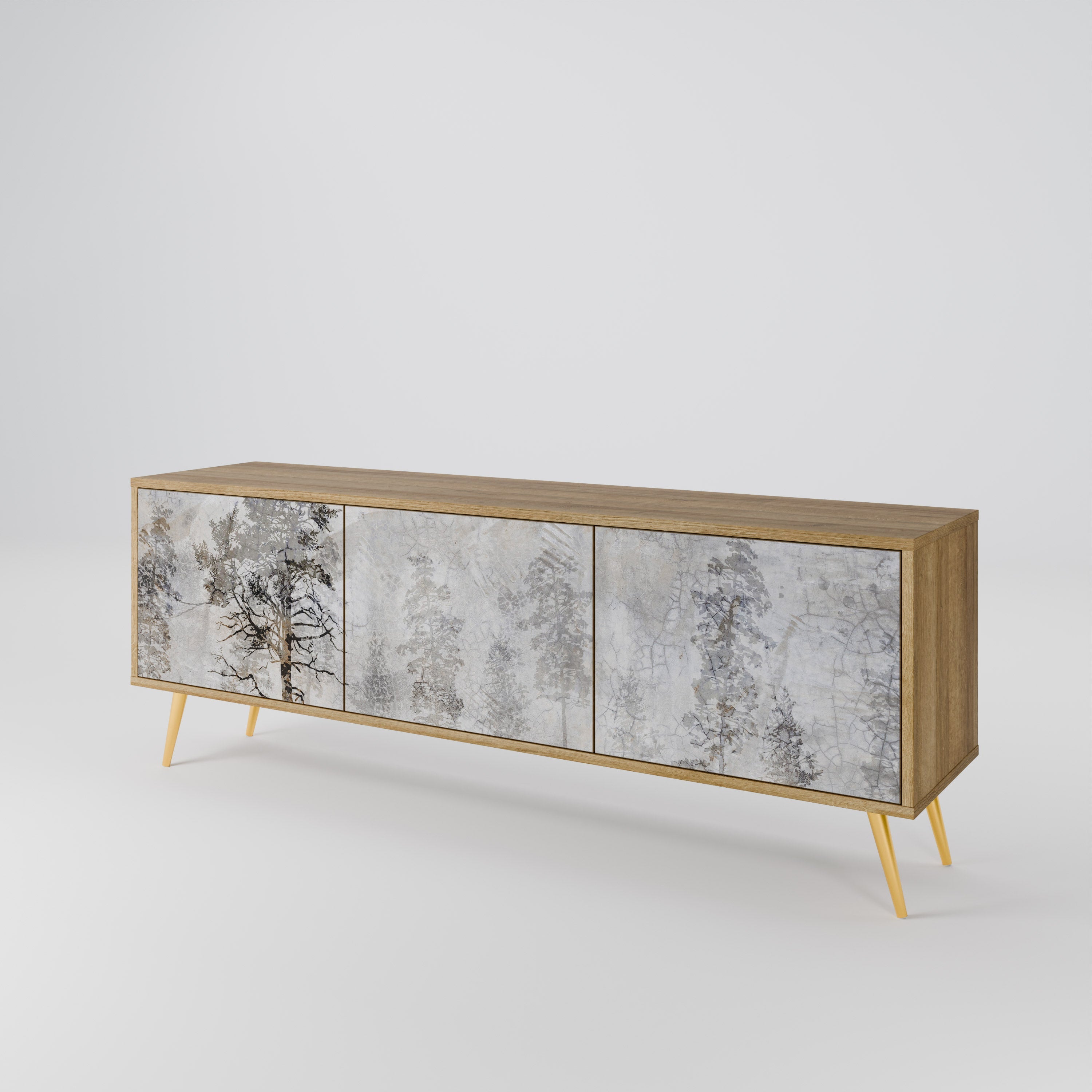FADE IN THE TREES TV-Lowboard mit 3 Türen in Eiche-Optik