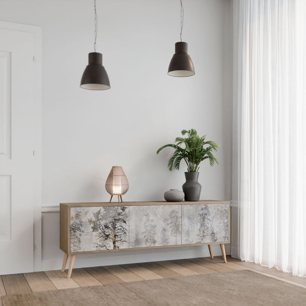 FADE IN THE TREES TV-Lowboard mit 3 Türen in Eiche-Optik