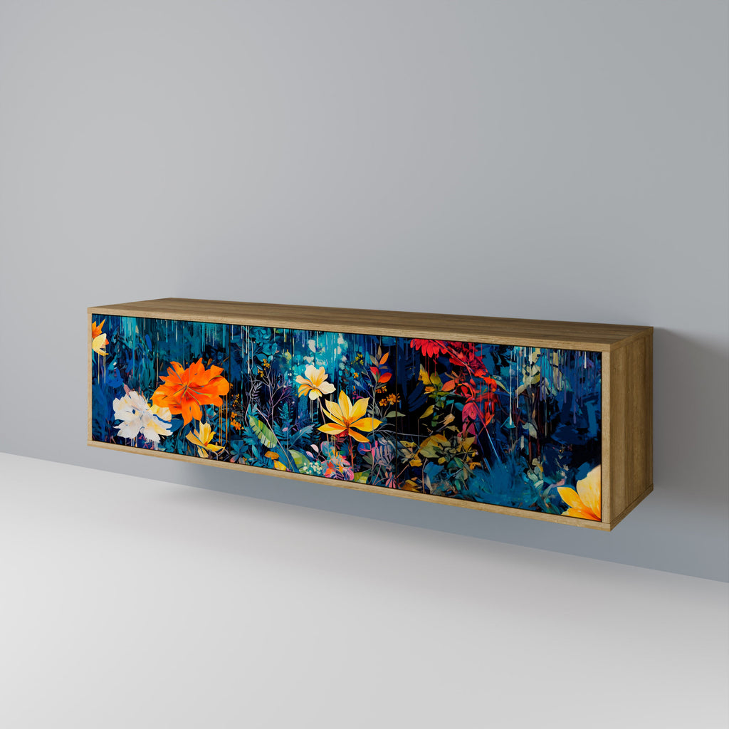 MIDNIGHT BLOSSOM TV-Lowboard mit 3 Türen in Eiche-Optik