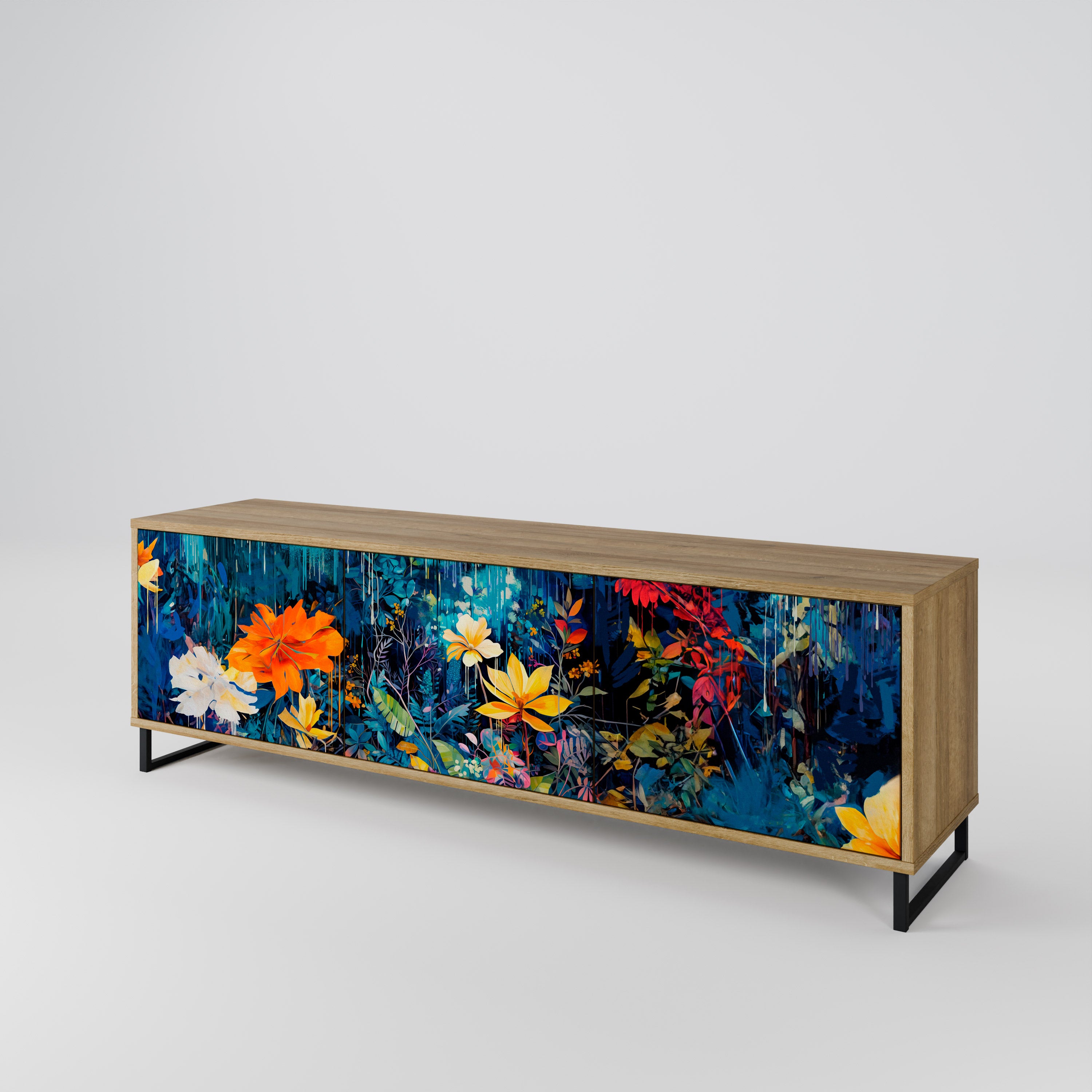 MIDNIGHT BLOSSOM 3-Door TV Cabinet