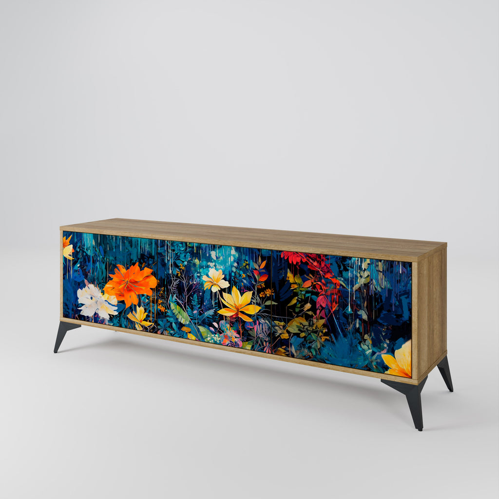 MIDNIGHT BLOSSOM TV-Lowboard mit 3 Türen in Eiche-Optik