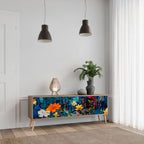 MIDNIGHT BLOSSOM TV-Lowboard mit 3 Türen in Eiche-Optik