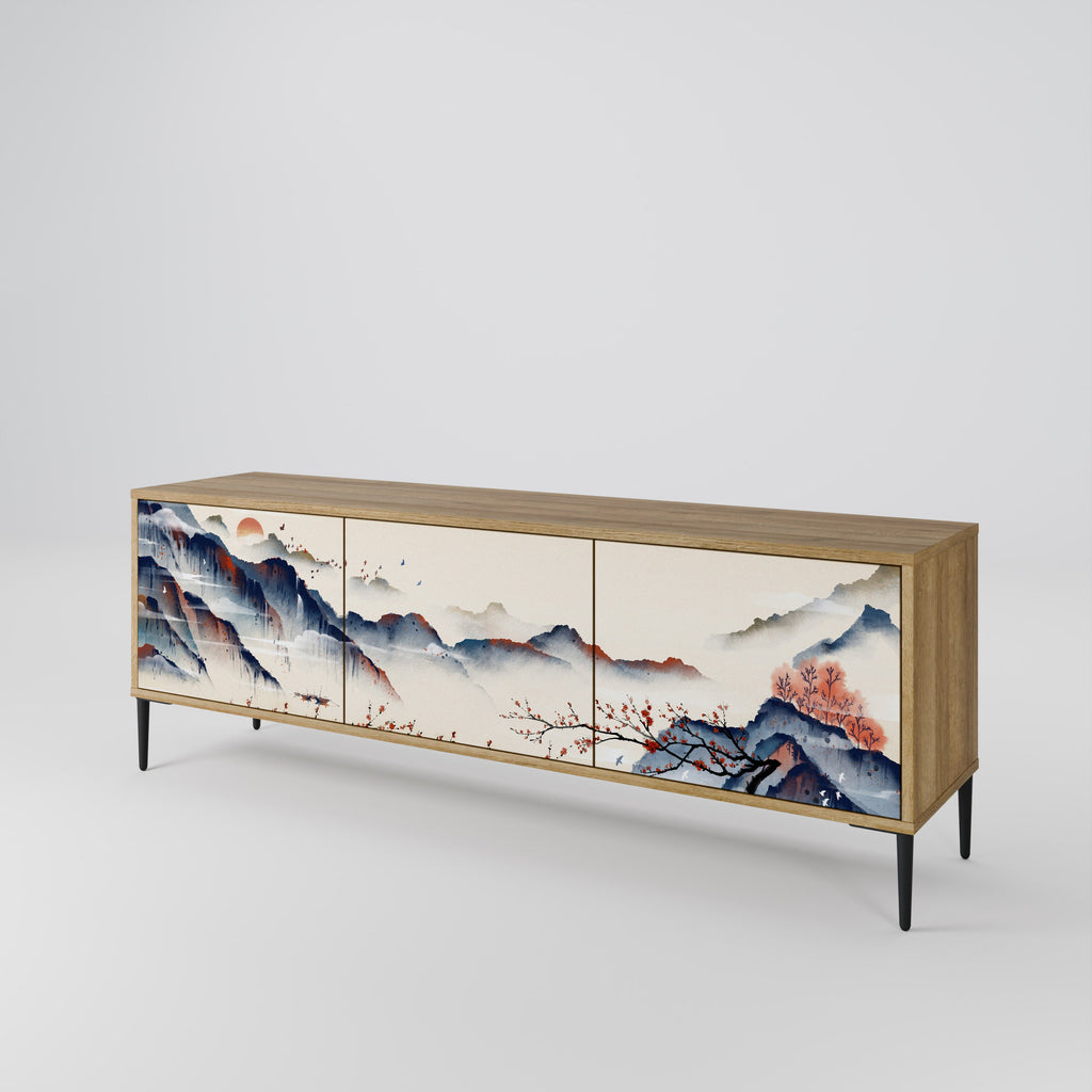 JAPANESE LANDSCAPE TV-Lowboard mit 3 Türen in Eiche-Optik