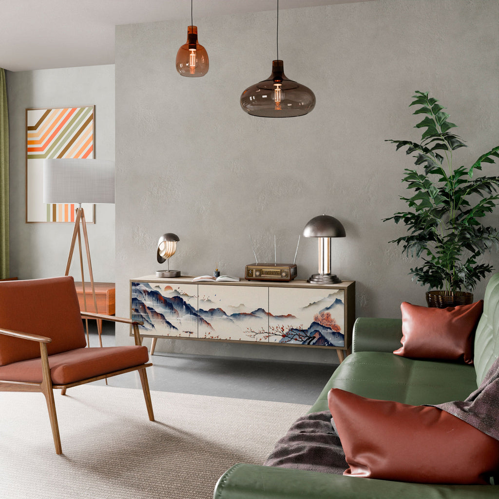 JAPANESE LANDSCAPE TV-Lowboard mit 3 Türen in Eiche-Optik