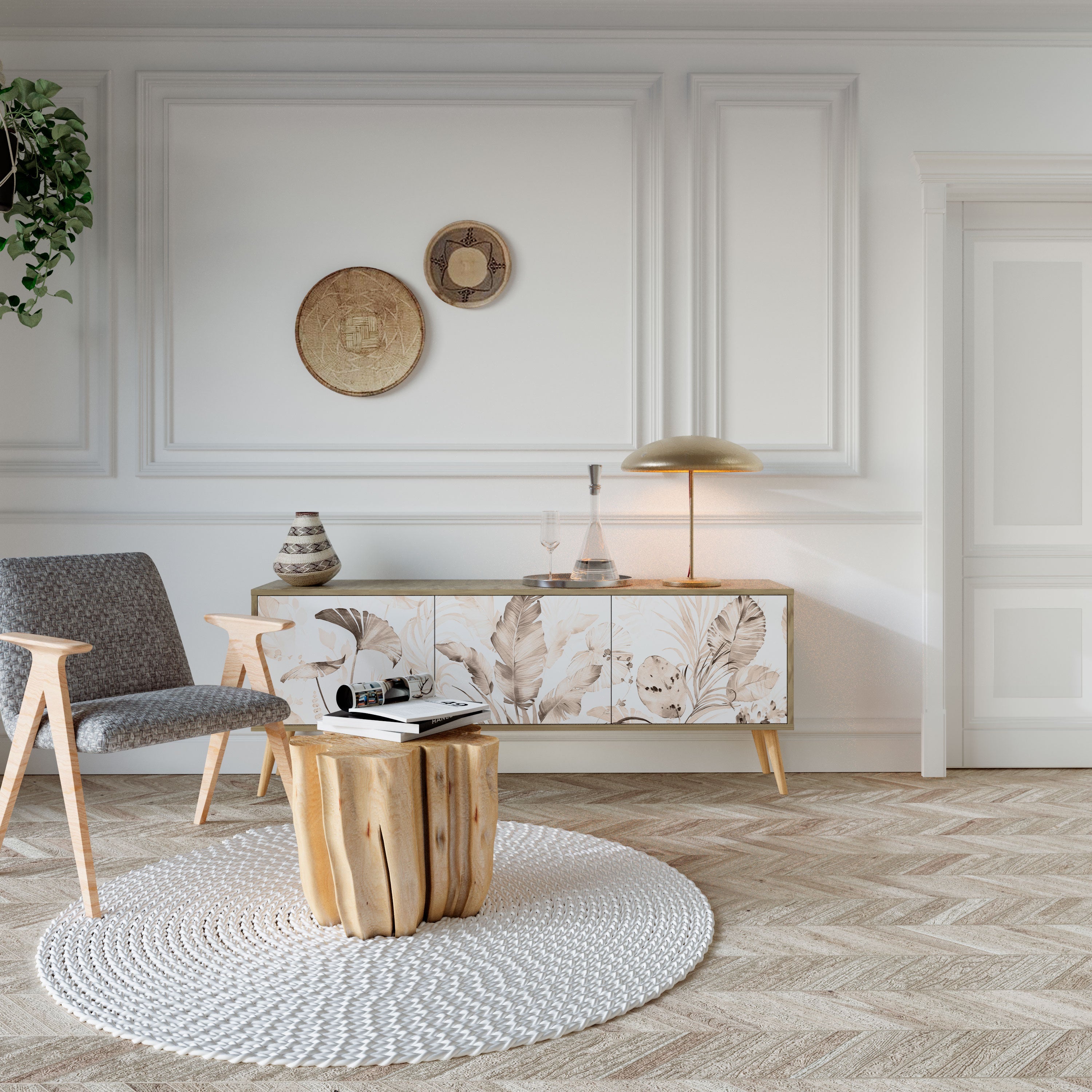 WILD TENDERNESS TV-Lowboard mit 3 Türen in Eiche-Optik