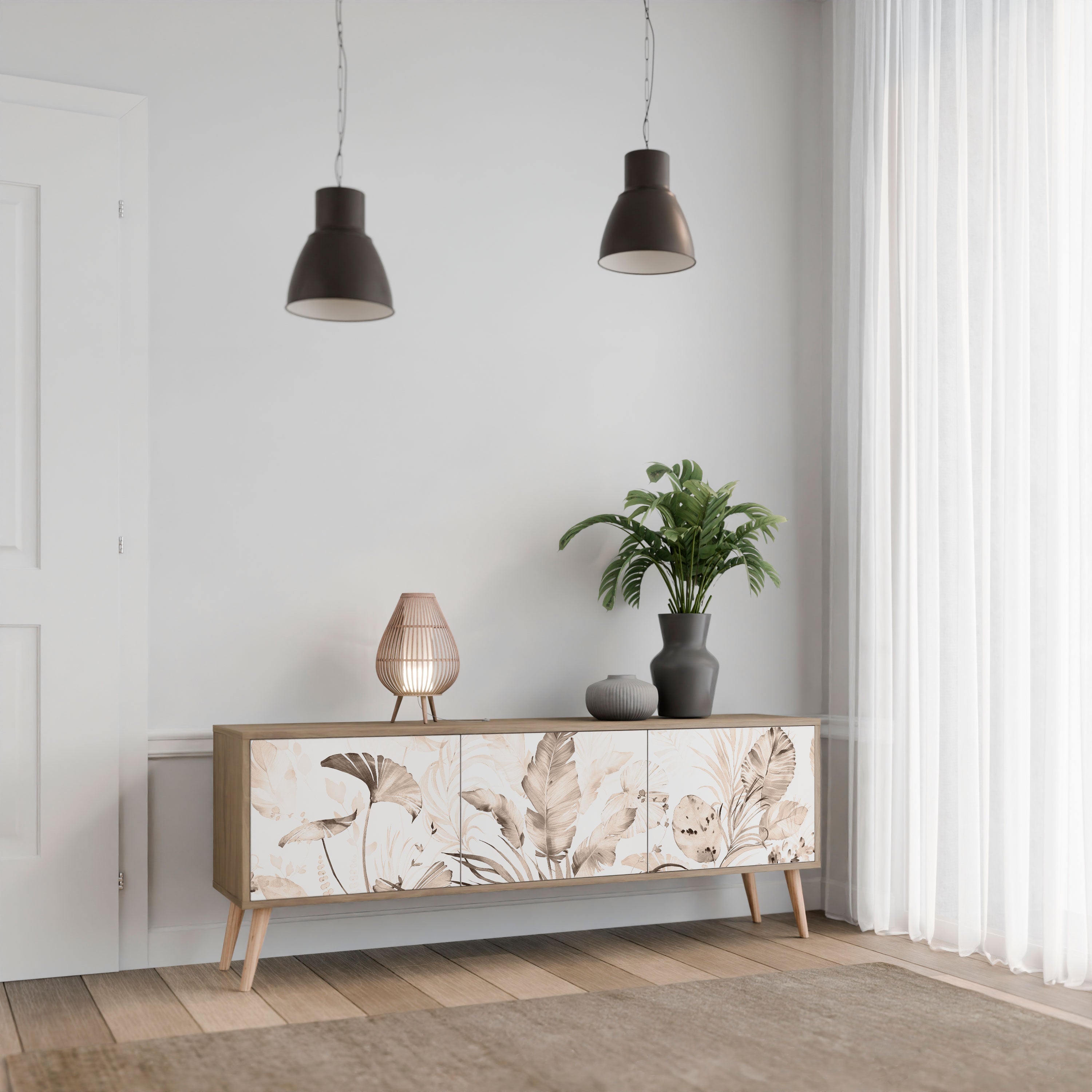 WILD TENDERNESS TV-Lowboard mit 3 Türen in Eiche-Optik