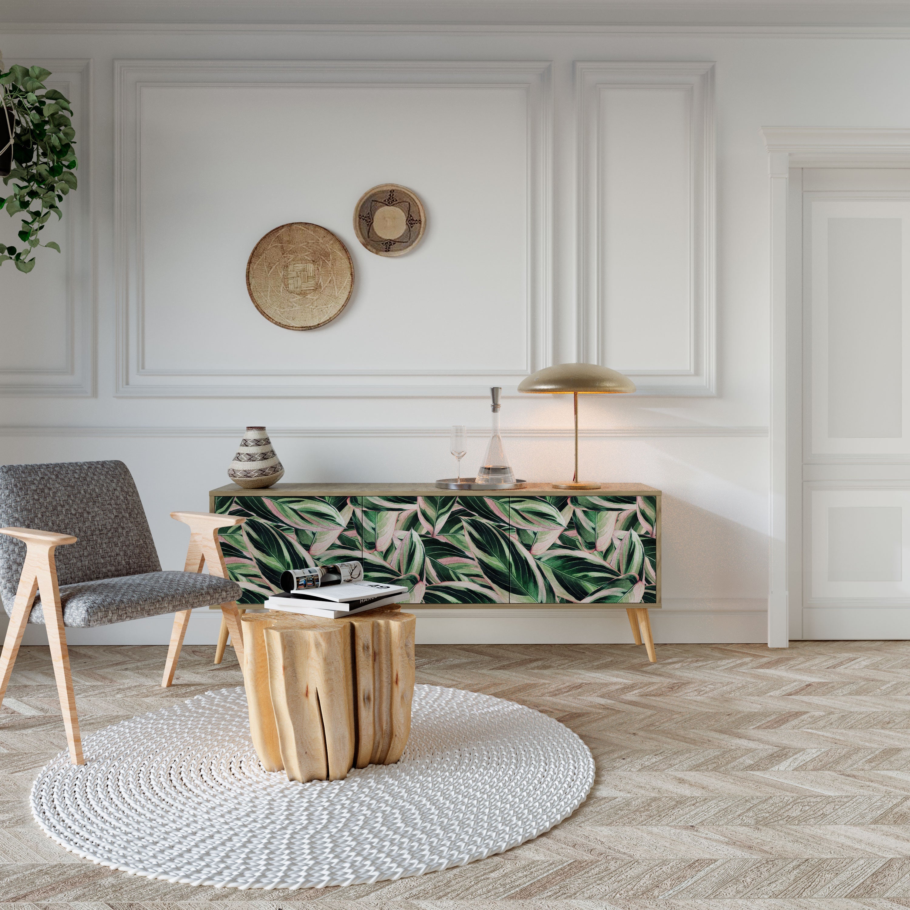 EERIE STROMANTHE TV-Lowboard mit 3 Türen in Eiche-Optik