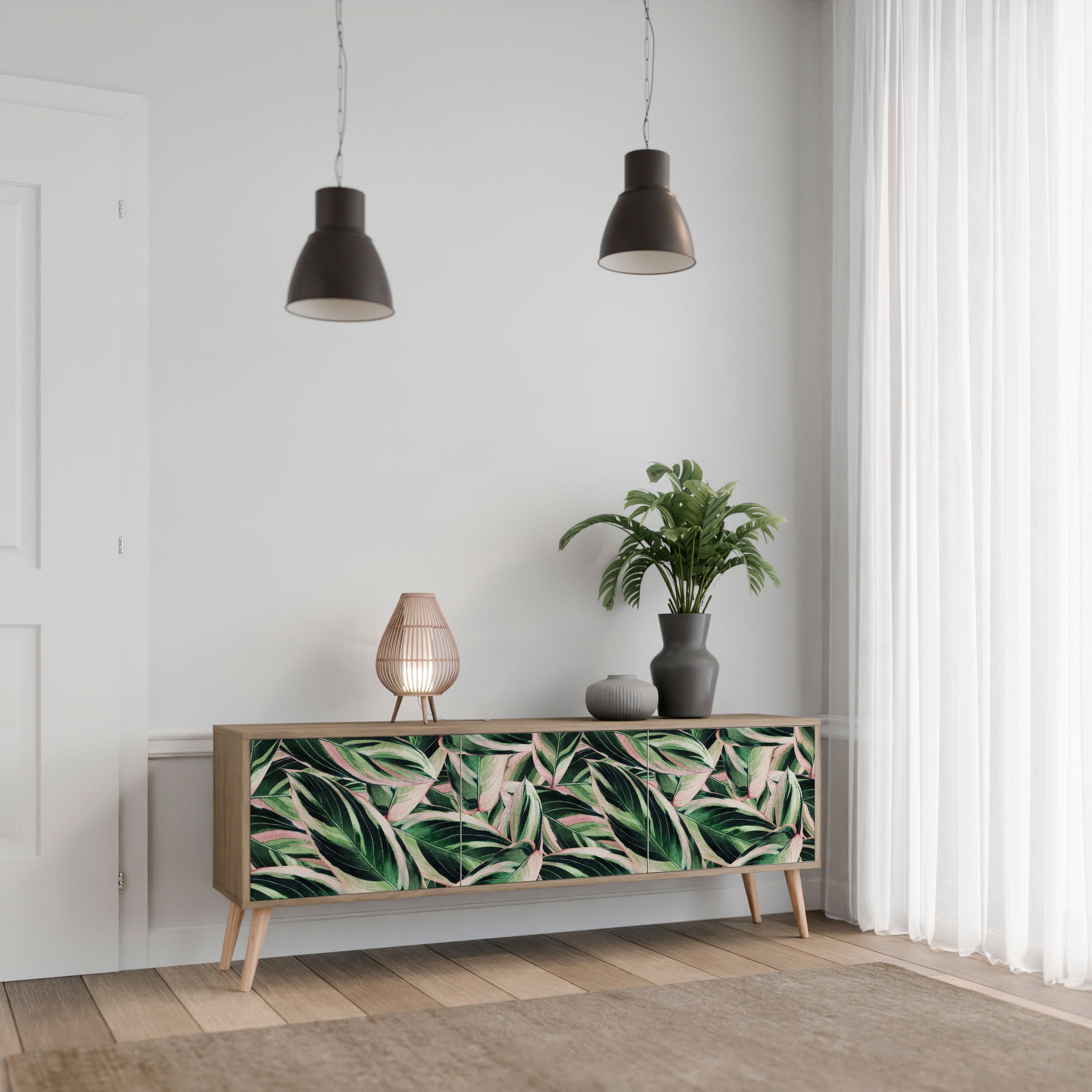 EERIE STROMANTHE TV-Lowboard mit 3 Türen in Eiche-Optik