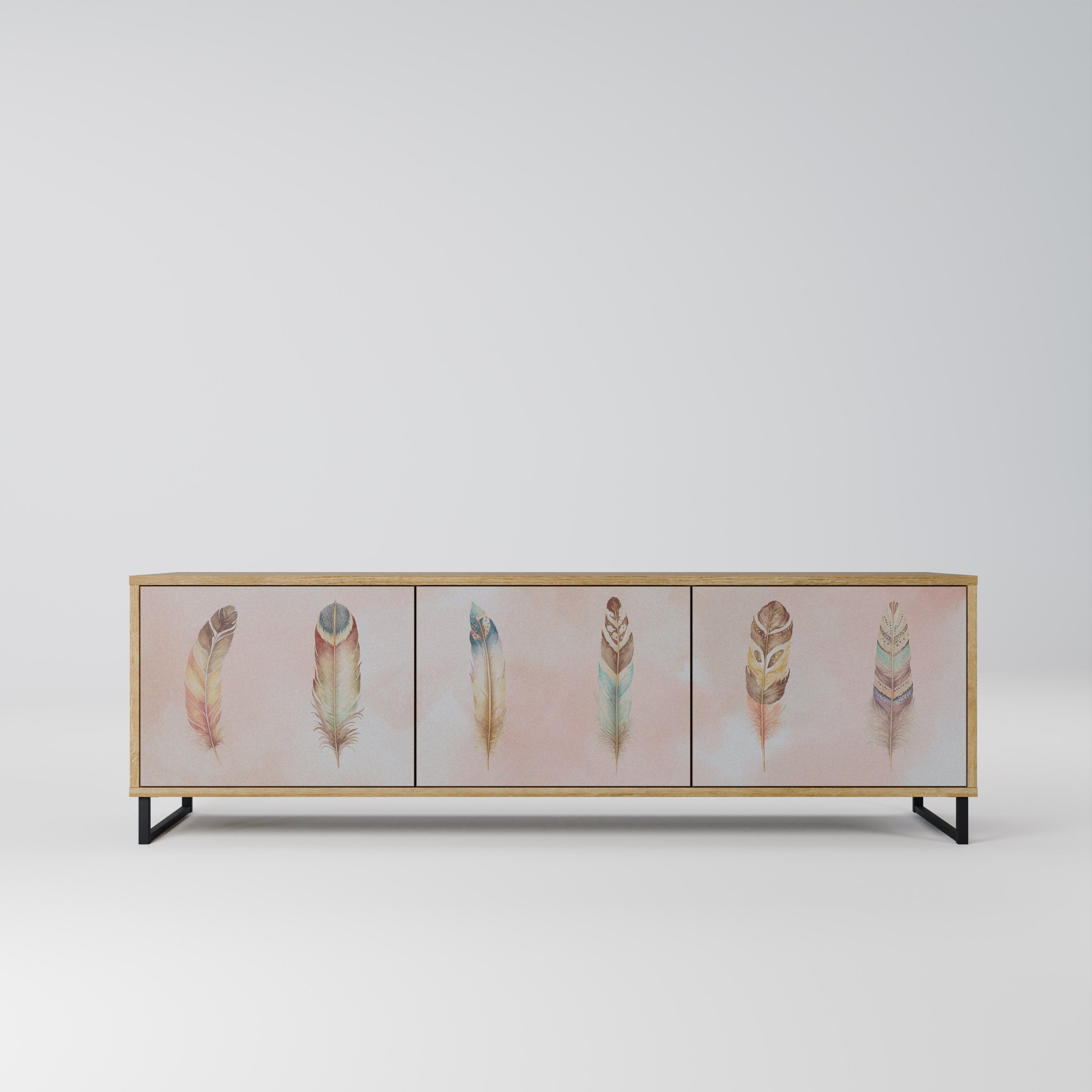 THE DELIQUESCE TV-Lowboard mit 3 Türen in Eiche-Optik