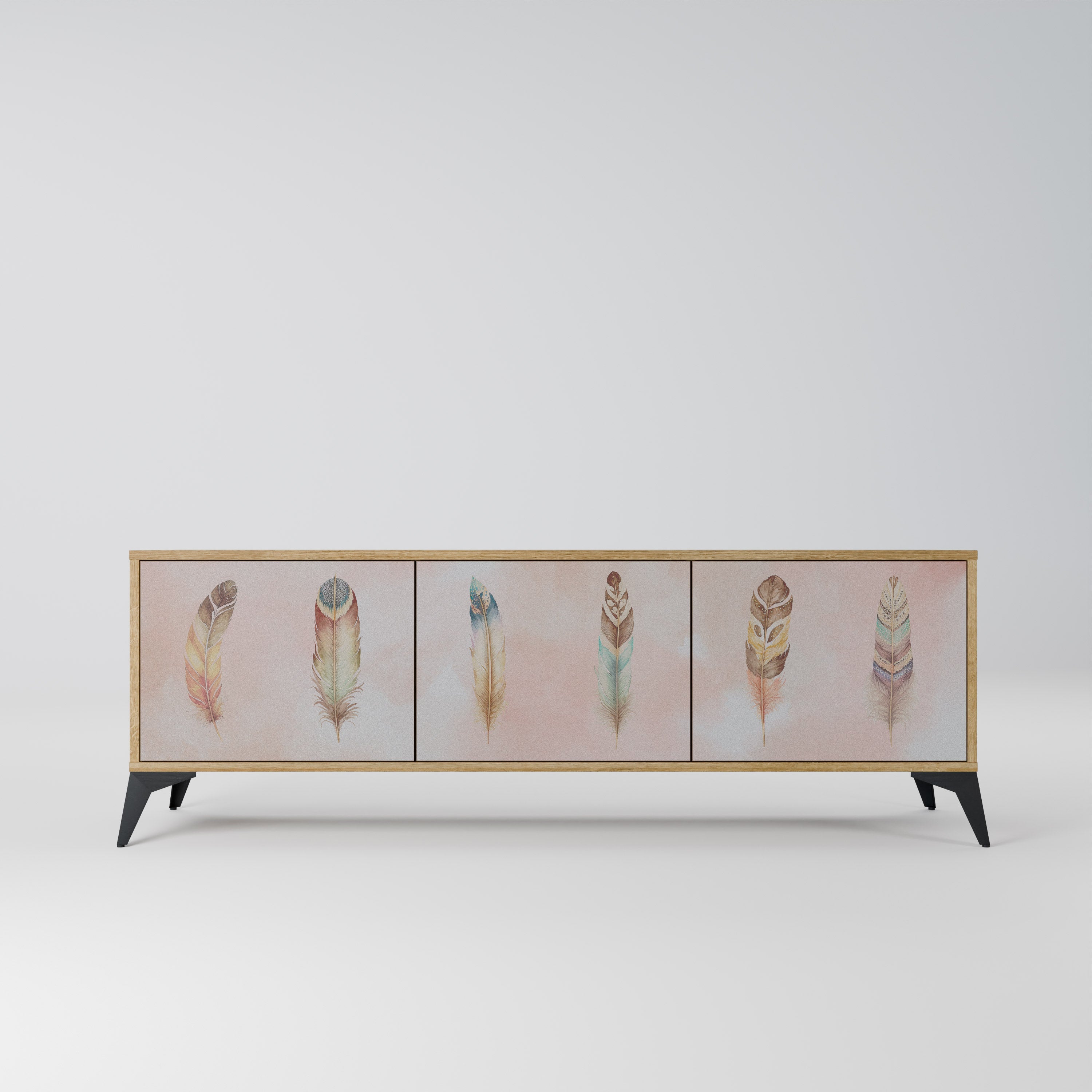 THE DELIQUESCE TV-Lowboard mit 3 Türen in Eiche-Optik