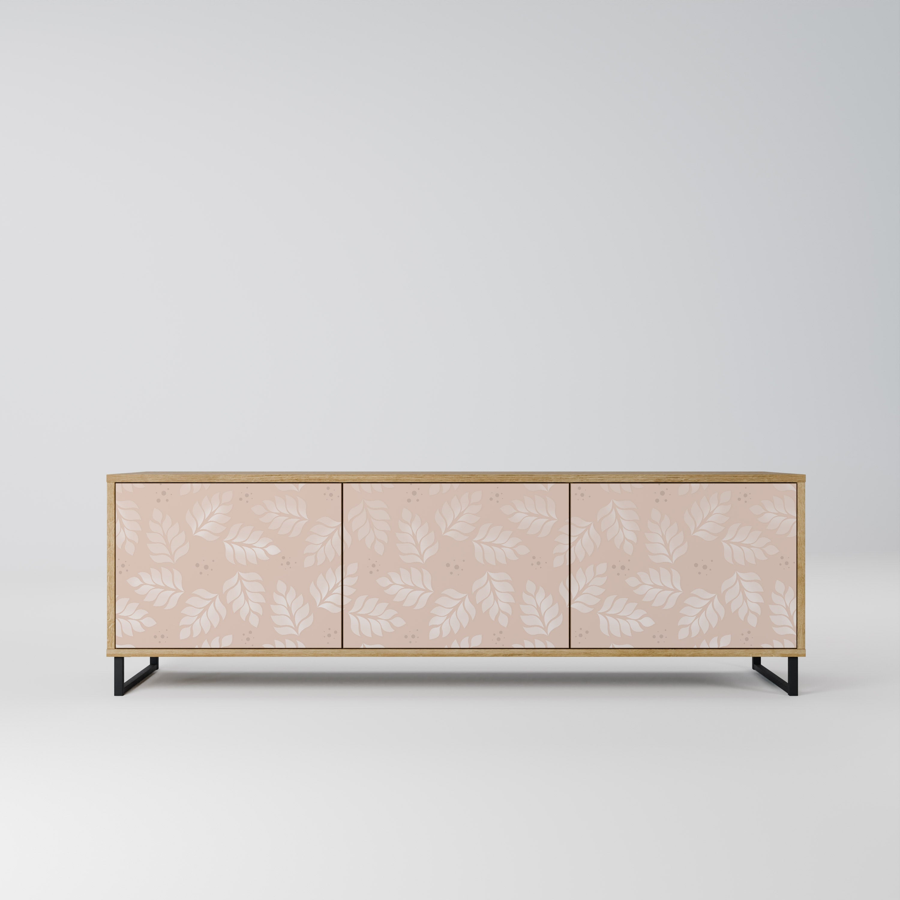 LEAVES ON BEIGE TV-Lowboard mit 3 Türen in Eiche-Optik