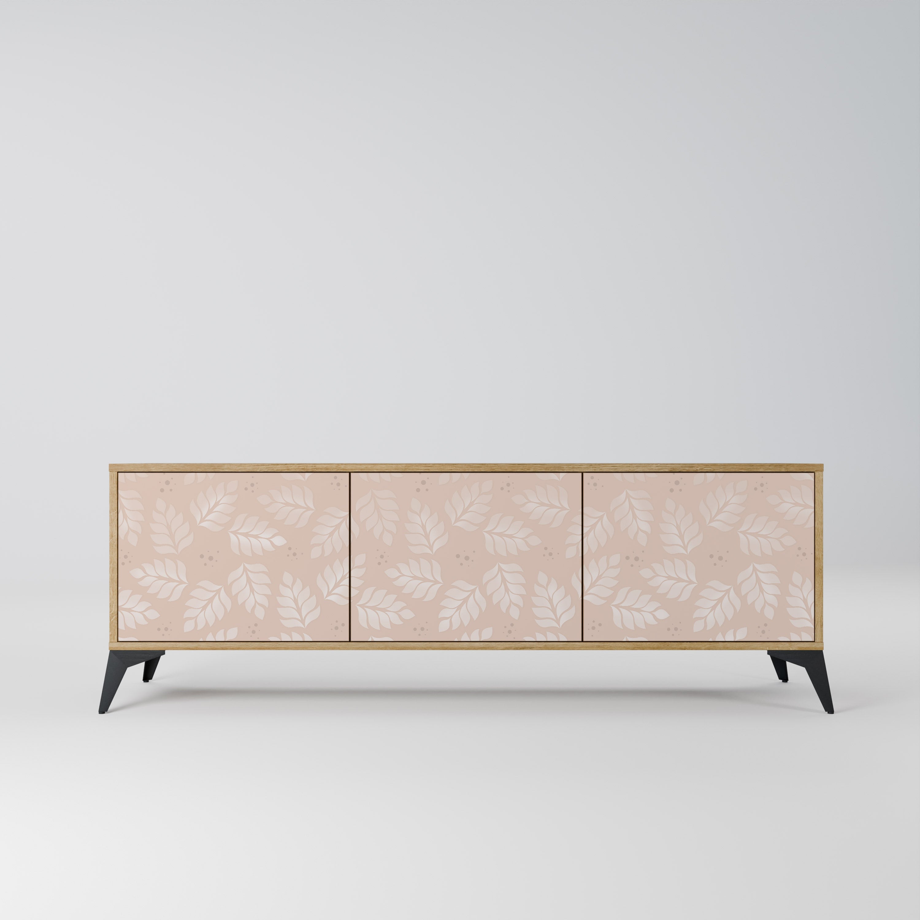 LEAVES ON BEIGE TV-Lowboard mit 3 Türen in Eiche-Optik