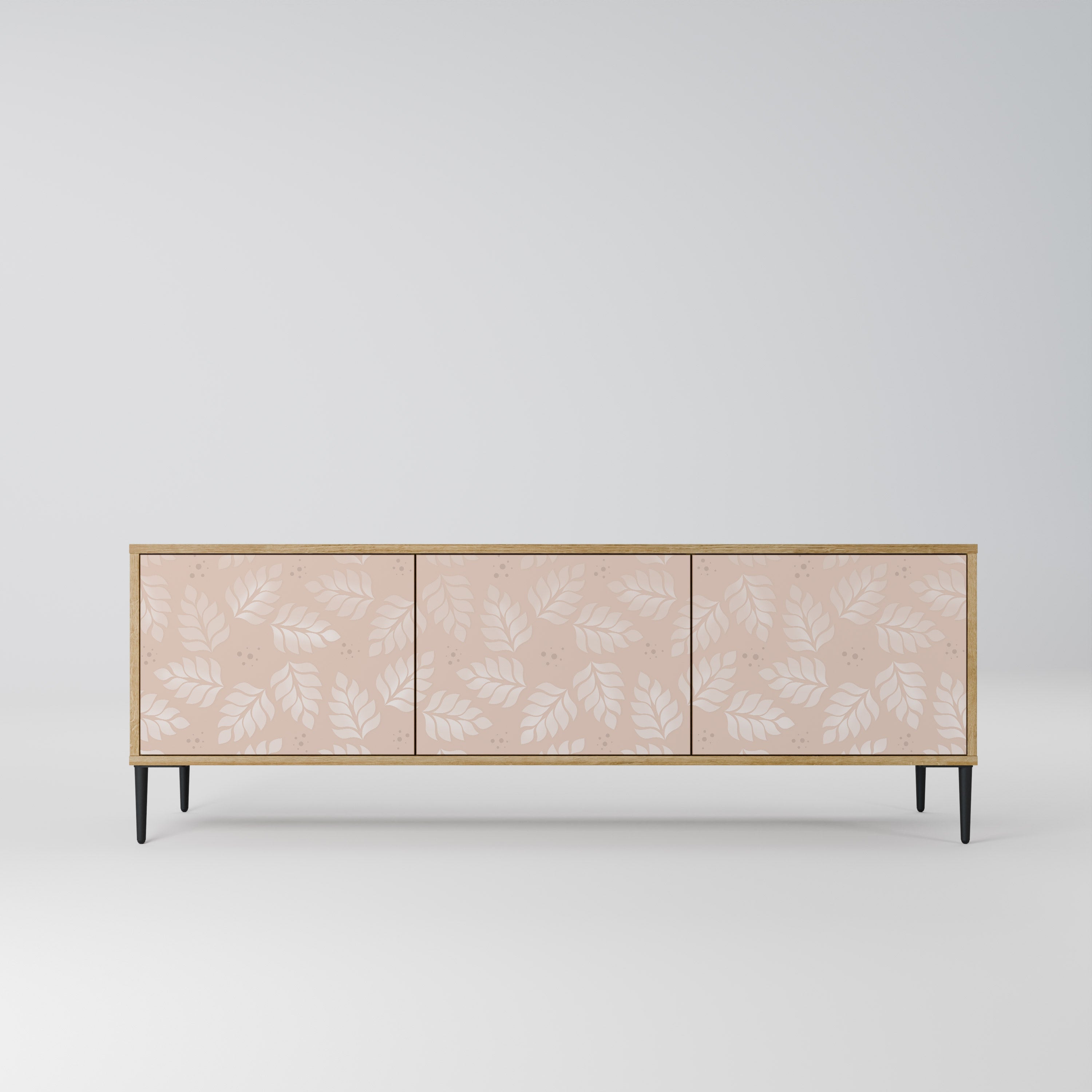 LEAVES ON BEIGE TV-Lowboard mit 3 Türen in Eiche-Optik