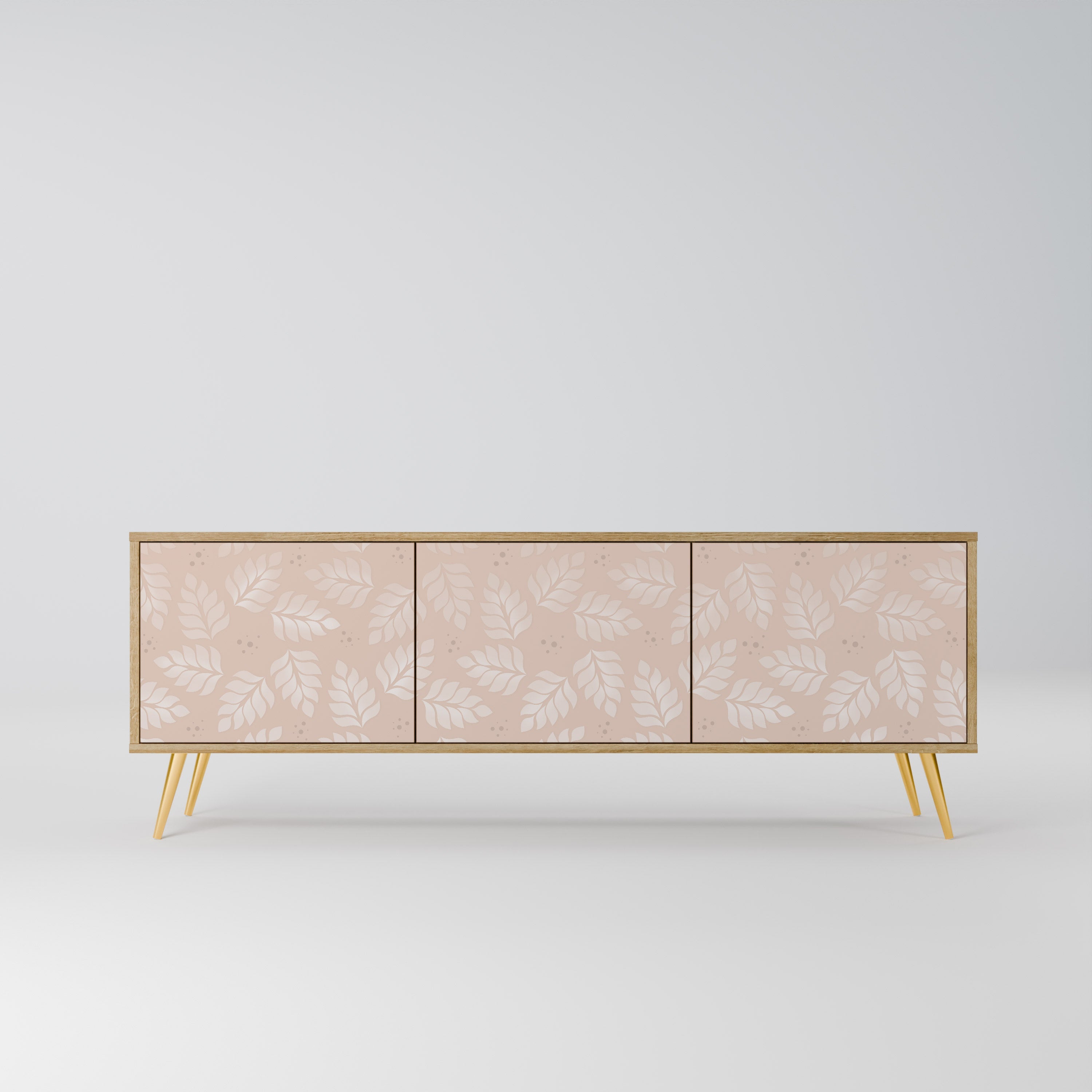 LEAVES ON BEIGE TV-Lowboard mit 3 Türen in Eiche-Optik