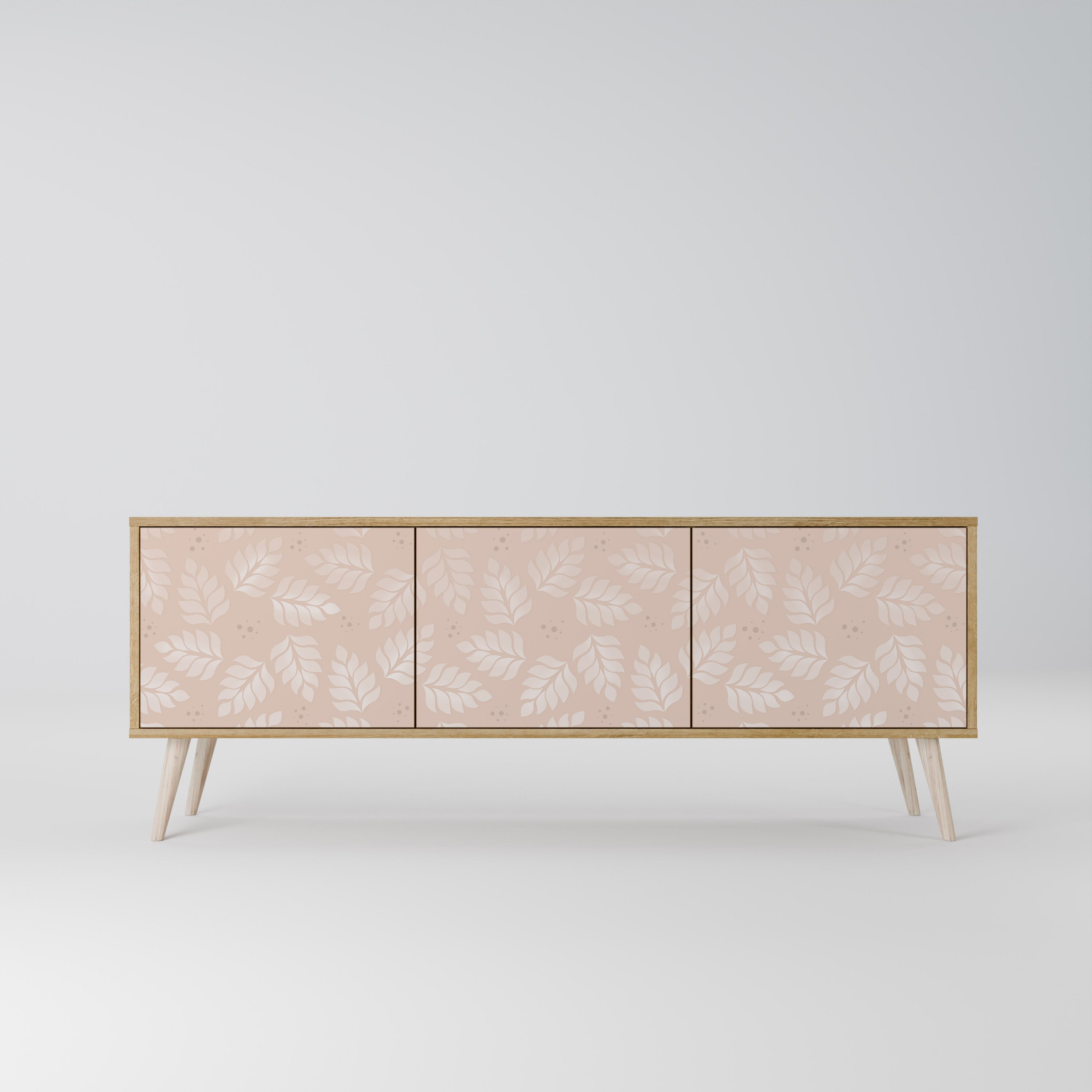 LEAVES ON BEIGE TV-Lowboard mit 3 Türen in Eiche-Optik