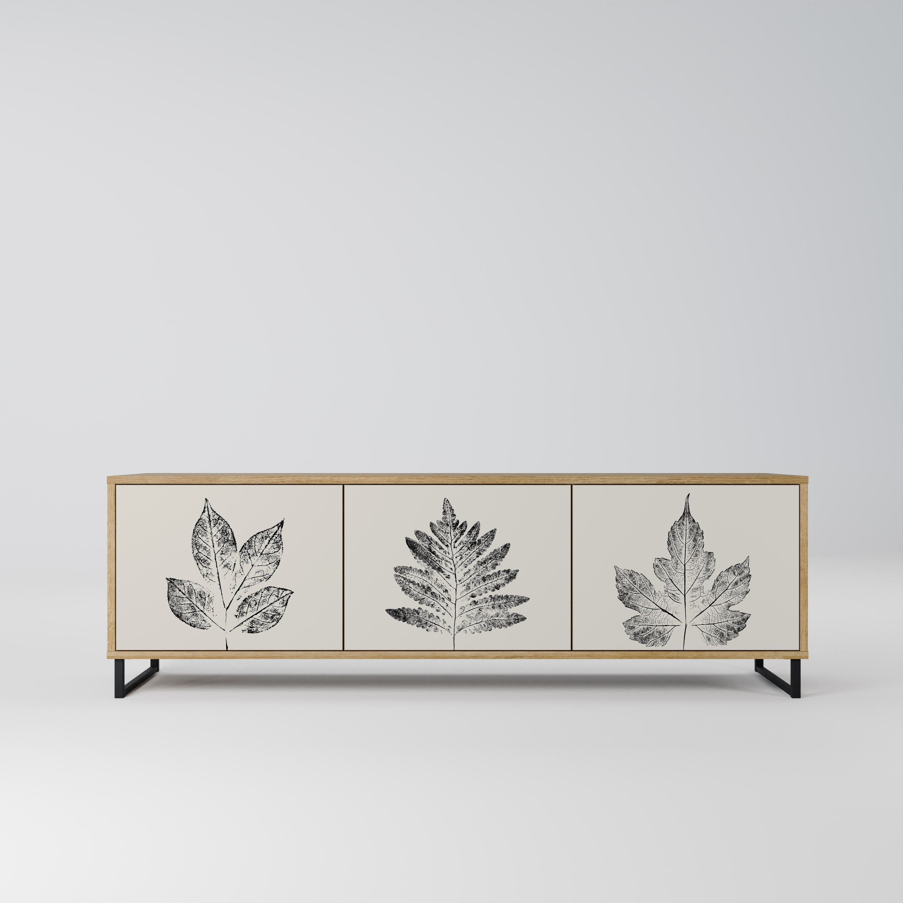 LEAFY STAMPS TV-Lowboard mit 3 Türen in Eiche-Optik