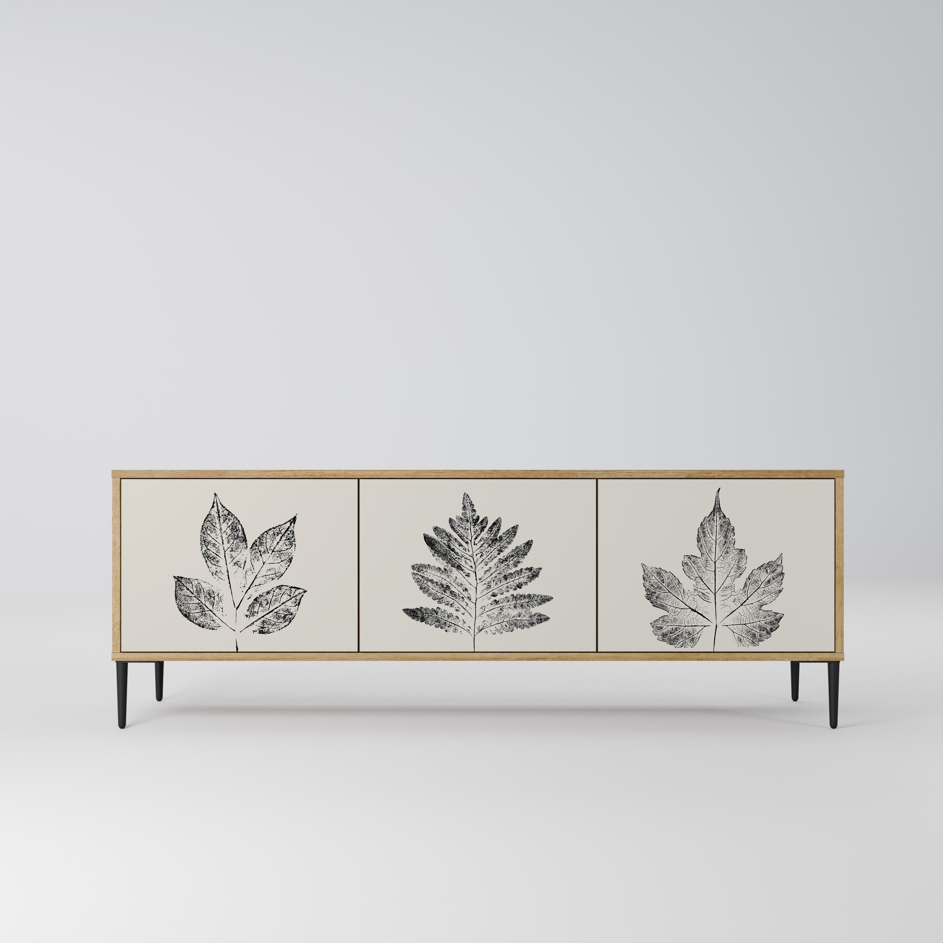 LEAFY STAMPS TV-Lowboard mit 3 Türen in Eiche-Optik